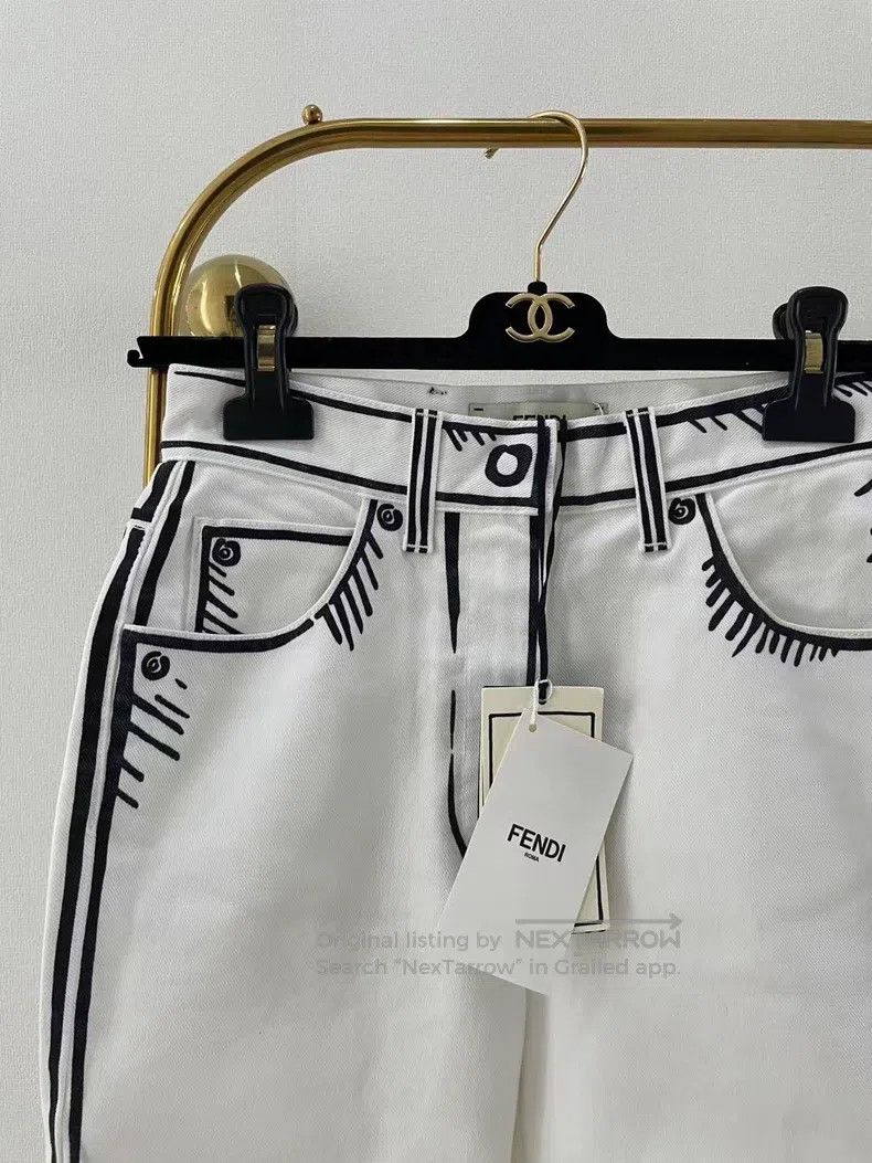 Fendi Fendi California Sky series black and white comic pants Size 37" - 3 Thumbnail