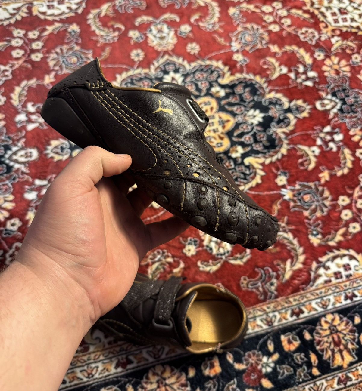 Puma Archive Puma Leather Driving Shoes / Moccasins Black / Gold Size US 5 / IT 35 - 1 Thumbnail
