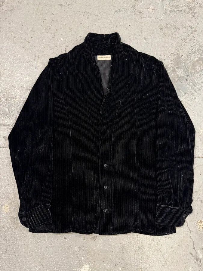 Emporio Armani × Vintage 2000s Emporio Armani Mafia Black Stripes Jacket Size US M / EU 48-50 / 2 - 1 Thumbnail