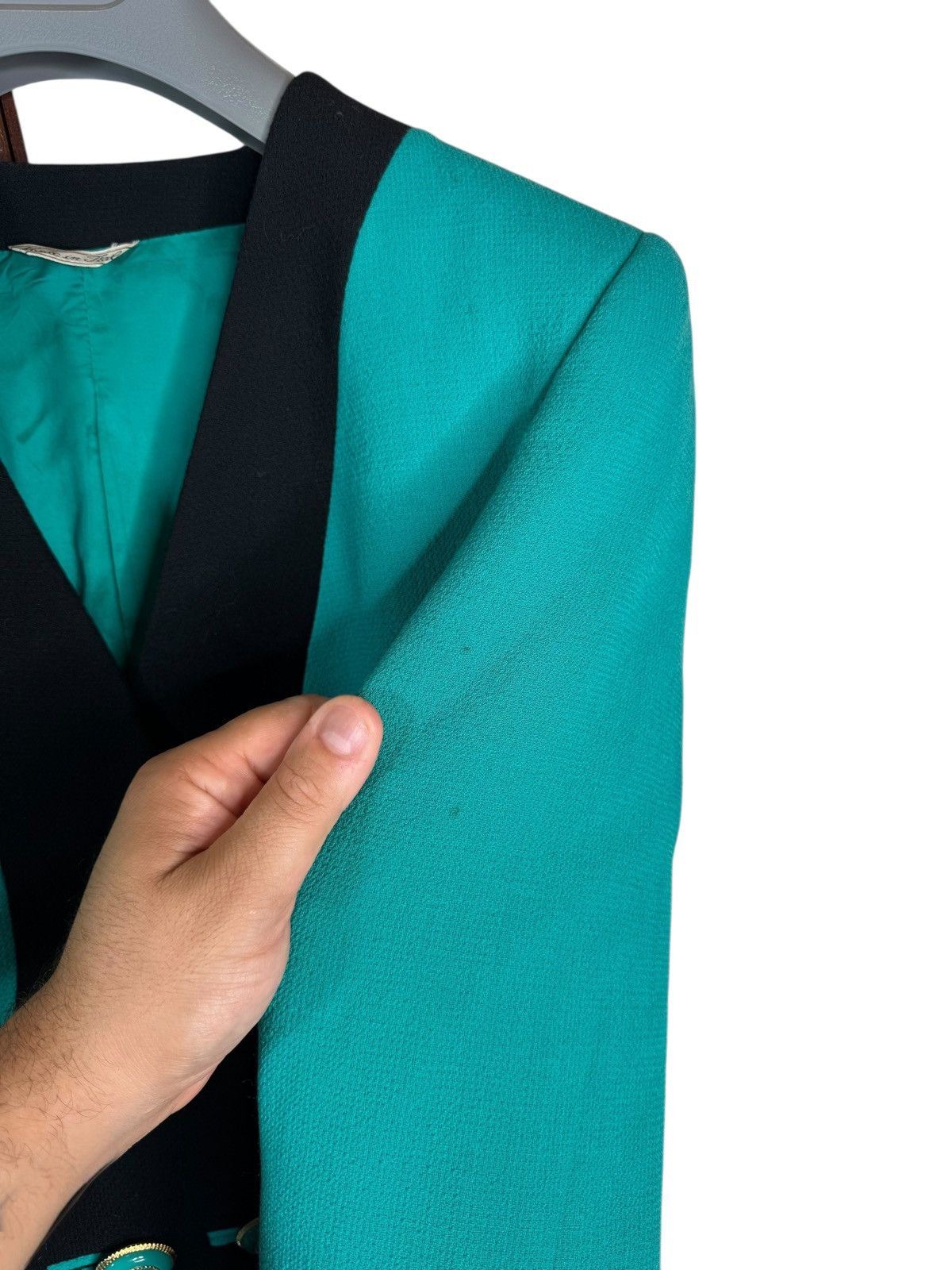 Versace Gianni Versace Couture Turquoise Black Wool Blazer Size M / US 6-8 / IT 42-44 - 7 Thumbnail