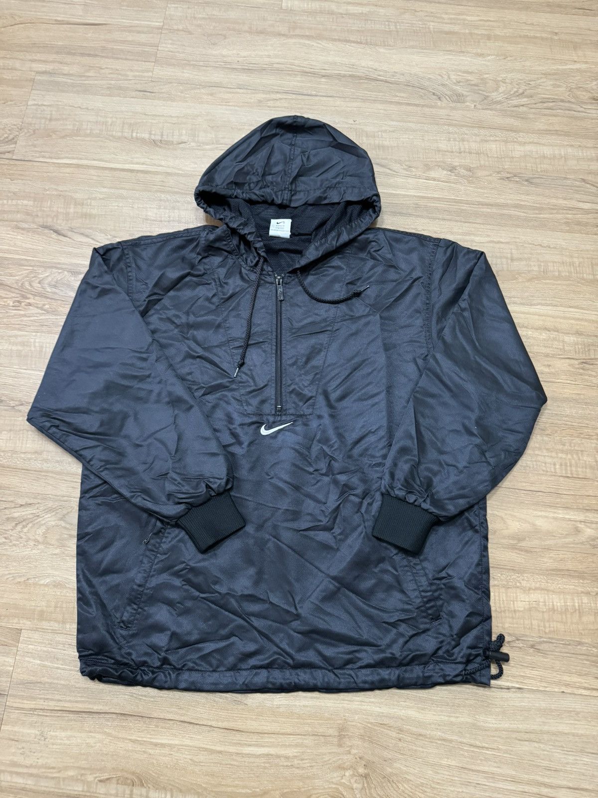 image of Nike Center Swoosh Big Logo Half Zip Jacket in Black, Men's (Size Medium)
