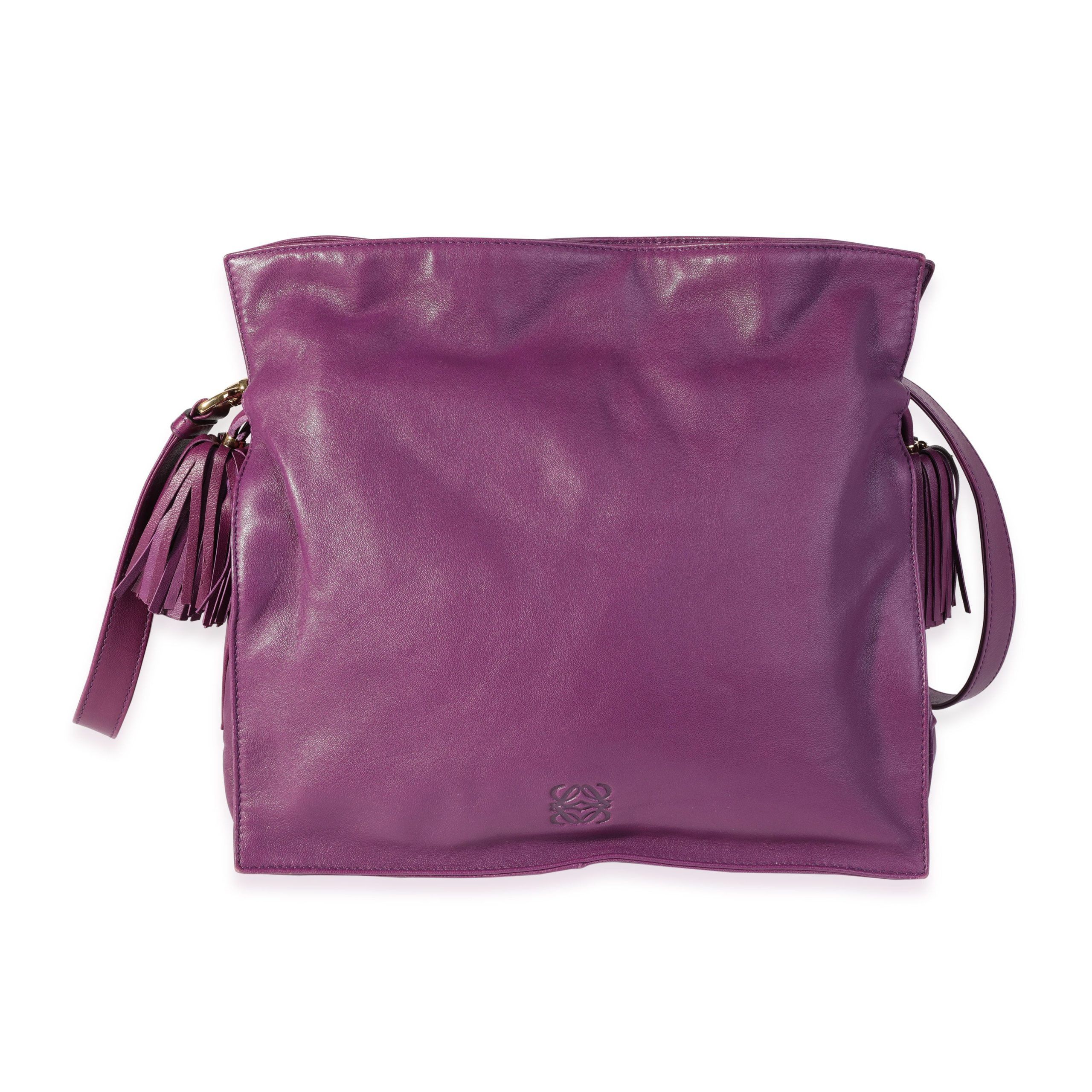 image of Loewe Purple Lambskin Flamenco Bag, Women's