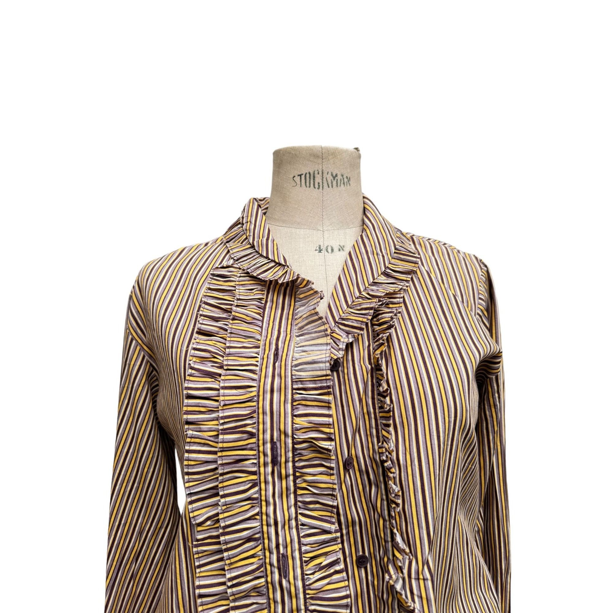 Miu Miu Ruffled Striped Collar Shirt Size M / US 6-8 / IT 42-44 - 3 Thumbnail