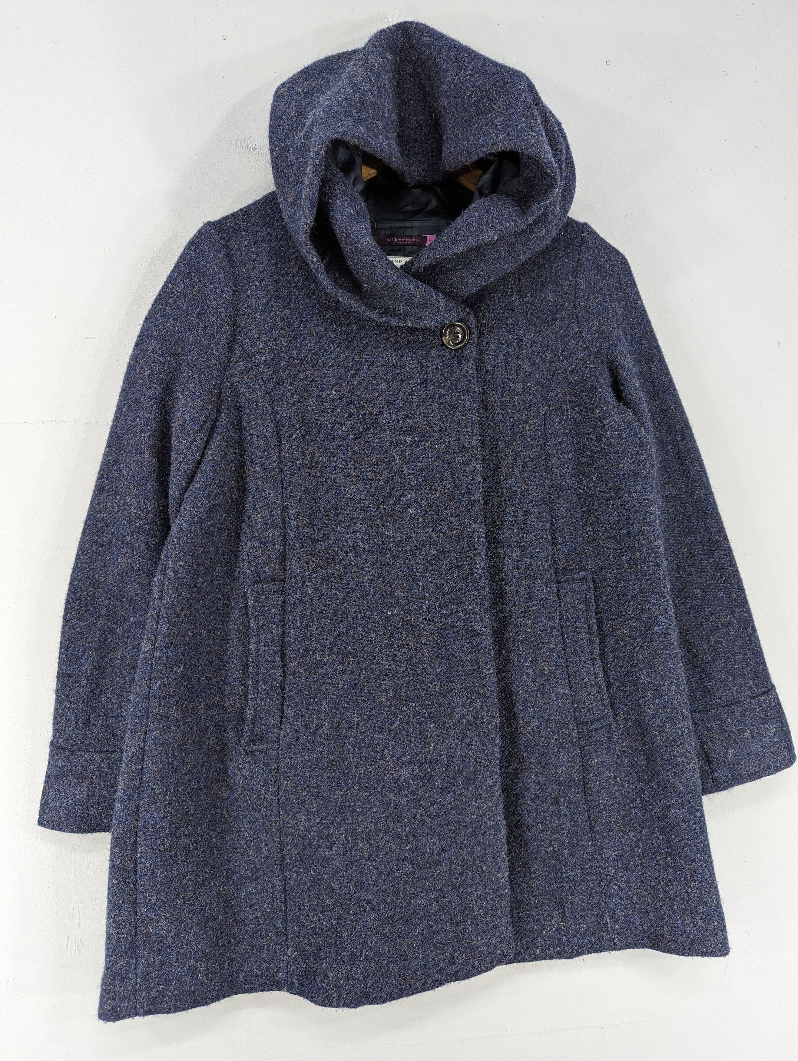 Harris Tweed Earth Music&ecology X Harris Tweed Wool Hooded Coat Jacket Size M / US 6-8 / IT 42-44 - 3 Thumbnail
