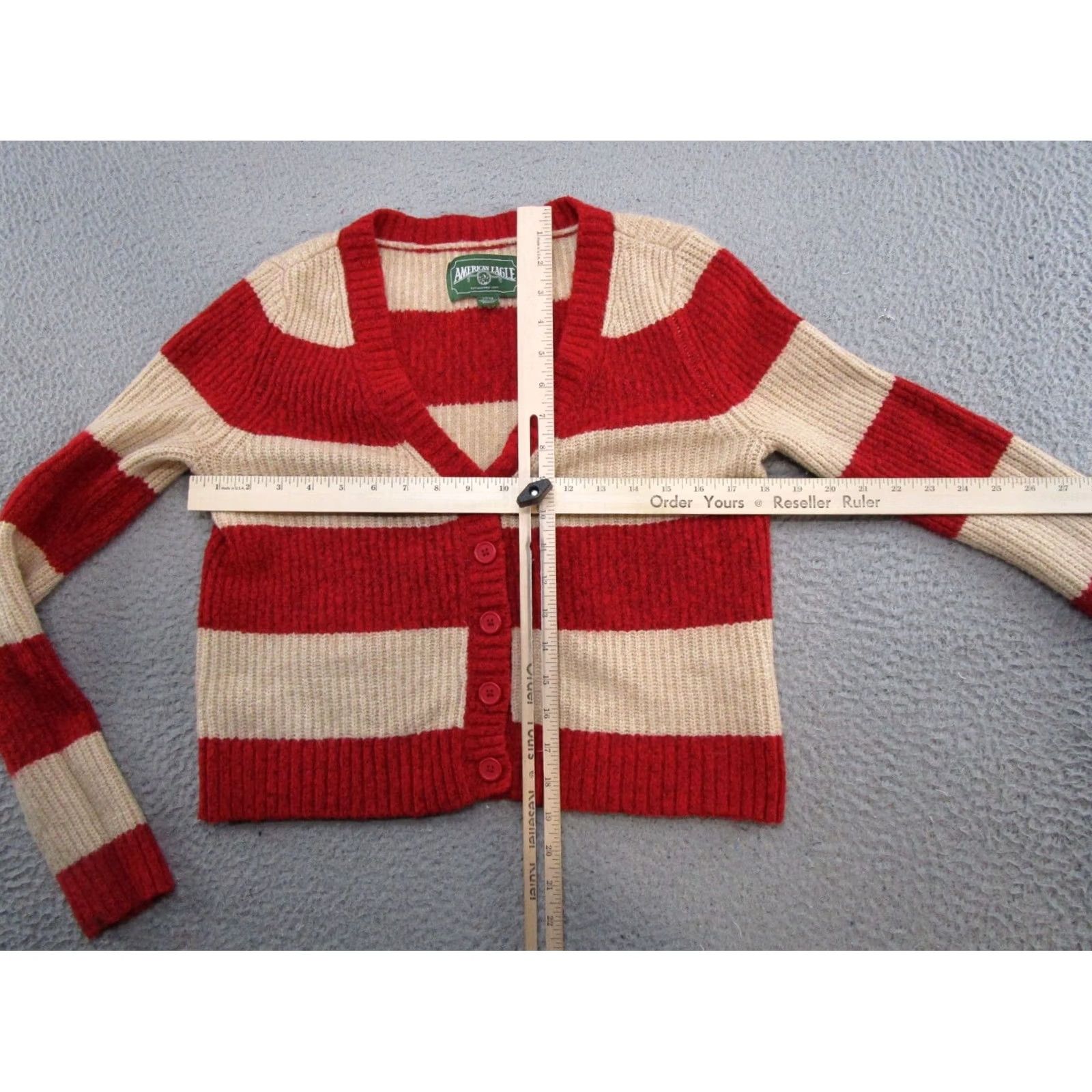 American Eagle Outfitters American Eagle Outfitters Cardigan Sweater Wool Blend Striped V-Neck Button NYLON? Size S / US 4 / IT 40 - 4 Thumbnail