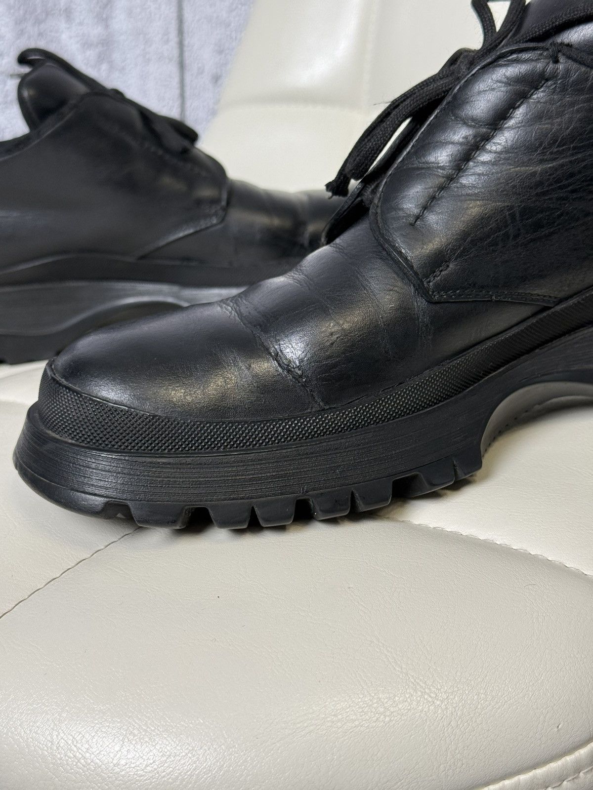Prada Prada Black Leather Boots Men’s Lug Sole Shoes Made in Italy Size US 9 / EU 42 - 12 Thumbnail