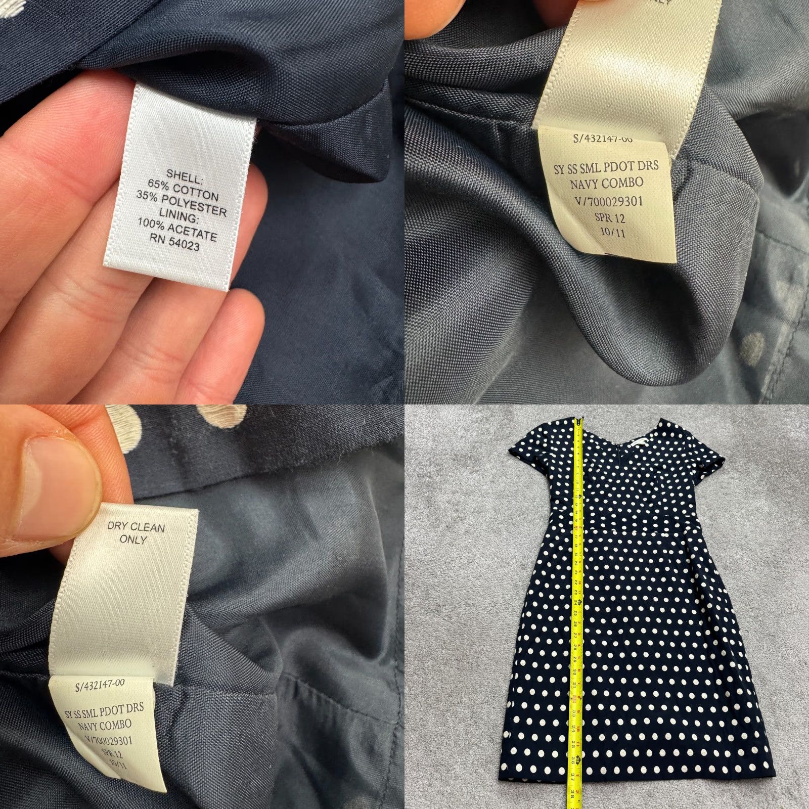 Banana Republic Banana Republic Polka Dot Midi Sheath Dress Women 4 Navy White Cap Sleeve V-Neck Size S / US 4 / IT 40 - 8 Thumbnail