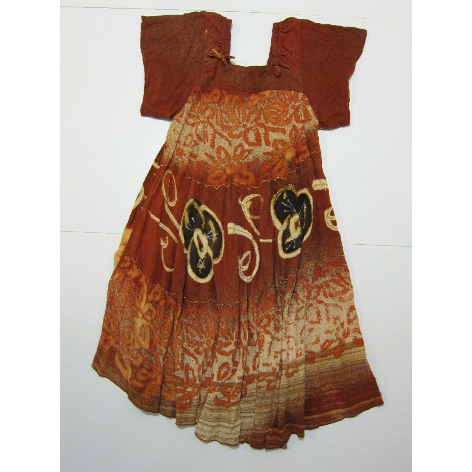 Vintage **Rossy Indonesia Batik Floral Maxi Kaftan Dress Women Size M Brown** User: Rossy Indonesia Batik Floral Maxi Kaftan Dress Women Size M Brown Size M / US 6-8 / IT 42-44 - 5 Thumbnail