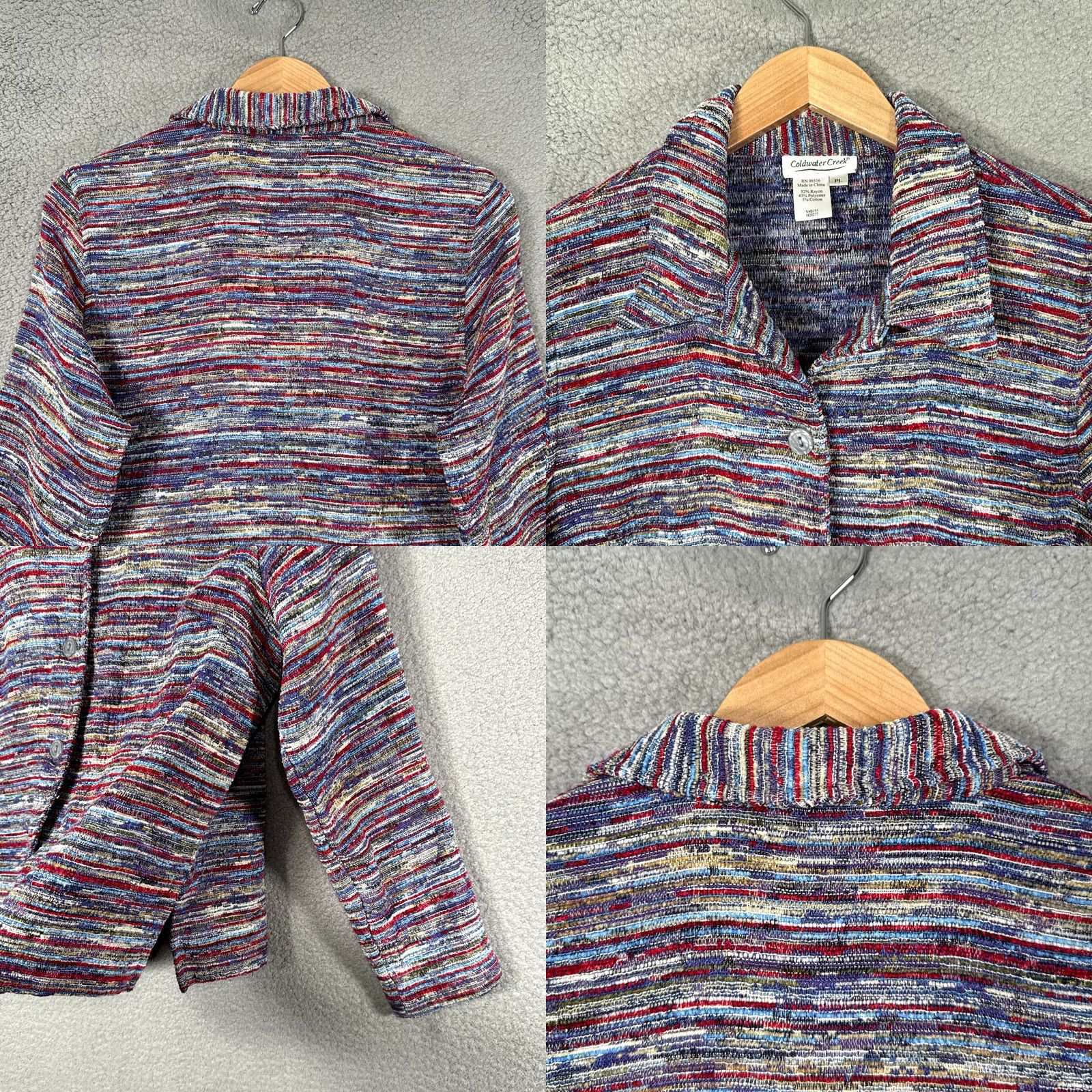 Coldwater Creek Coldwater Creek Jacket Womens PL Multicolor Tweed Boho Textured Shacket Shirt Jacket Petite Shirt Jacket Womens Size L / US 10 / IT 46 - 8 Thumbnail