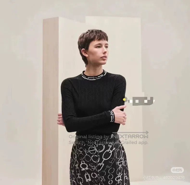 Hermes Hermes Black Chain Embossed Jacquard Texture Long Sleeve T Size XS / US 0-2 / IT 36-38 - 3 Thumbnail