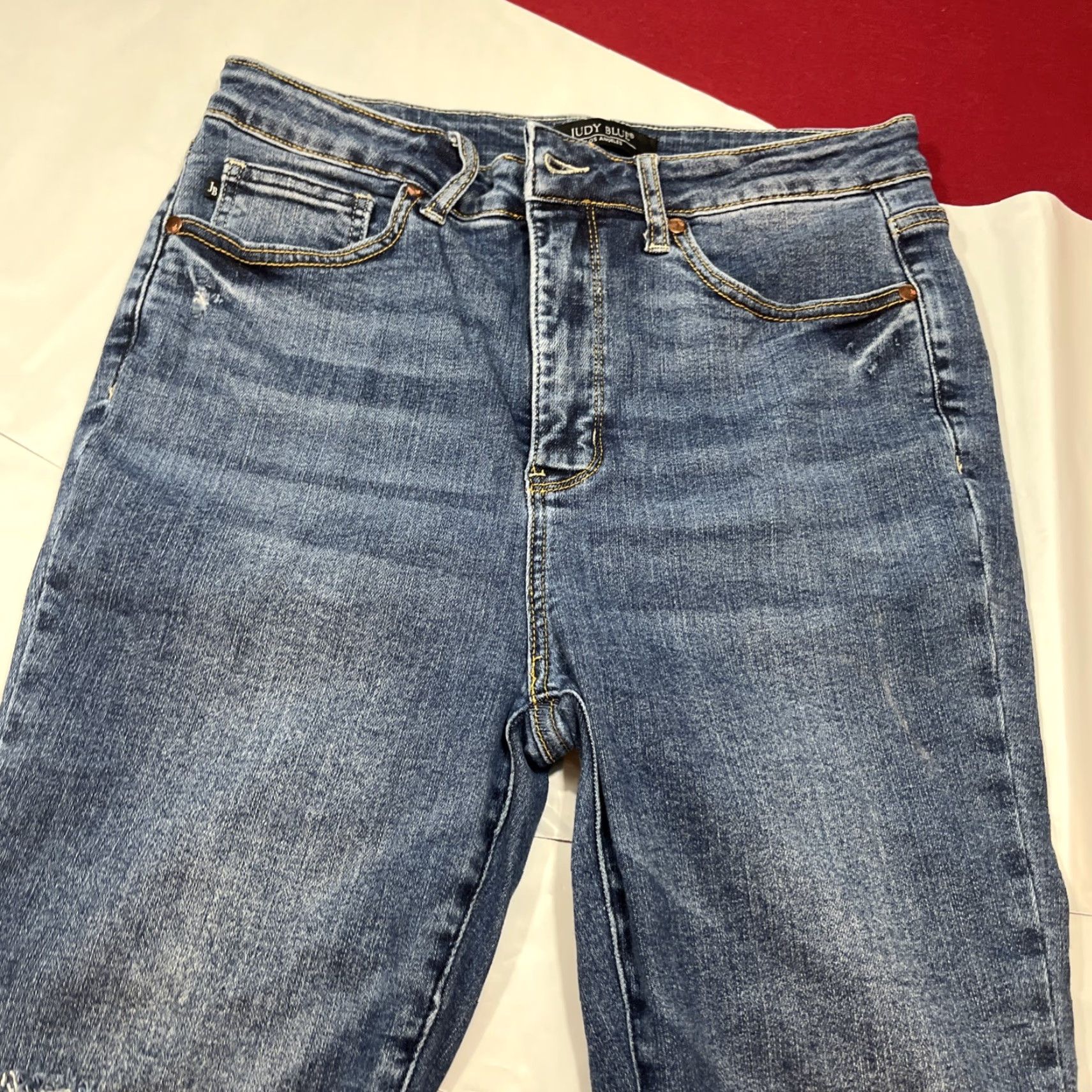 Denime Judy Blue JEANS Denim Skinny Fit Women’s 11/30 Raw Cuff Stretchy Inseam 19”/24” Vintageless Black Capri style Casual Size 32" / US 10 / IT 46 - 5 Thumbnail
