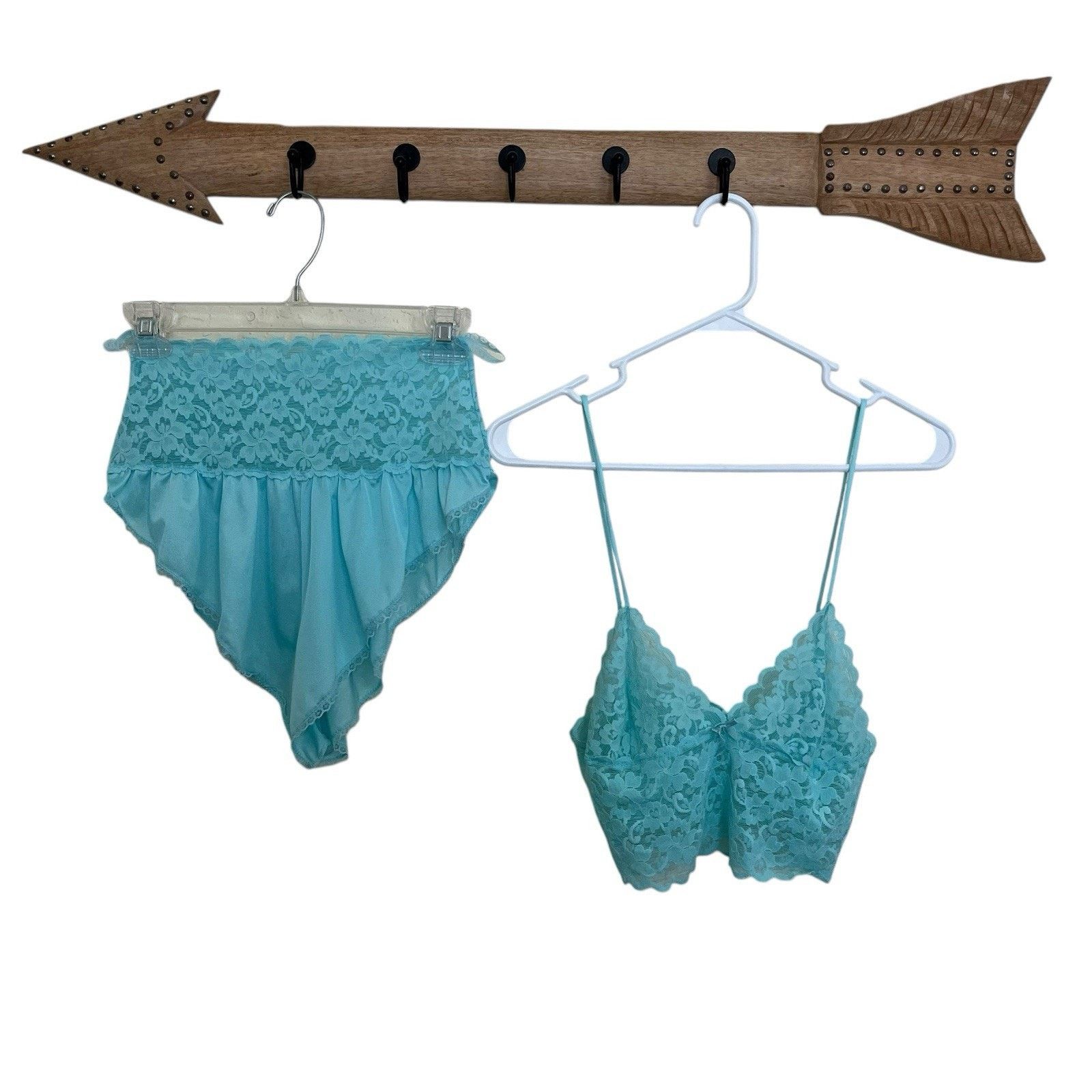 Vintage Alana Gale | Vintage Aqua Blue French Cut Panties Bralette Size ONE SIZE - 1 Thumbnail
