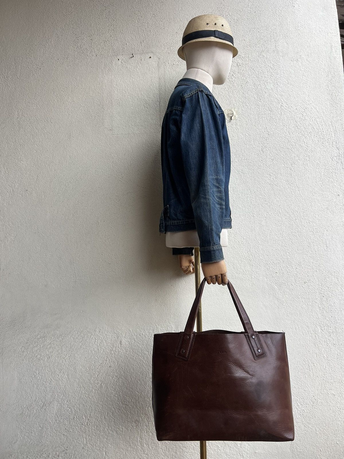 Japanese Brand × Leather Vintage DAKOTA Japan Patina Solid Leather Tote Bag Size ONE SIZE - 3 Thumbnail
