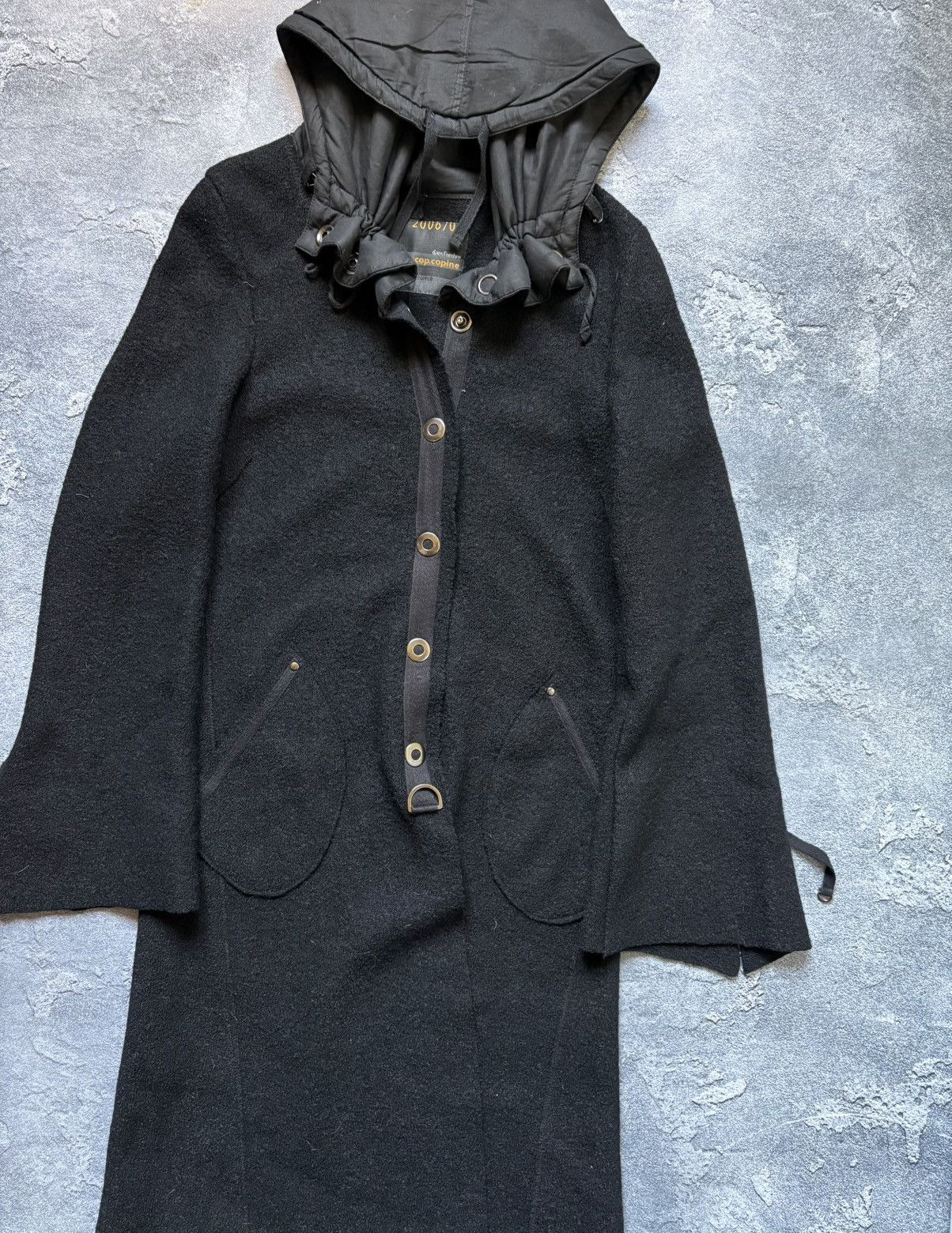 Cop Copine Archive 00s Cop Copine Avant Garde Hooded Long Wool Coat Size M / US 6-8 / IT 42-44 - 3 Thumbnail