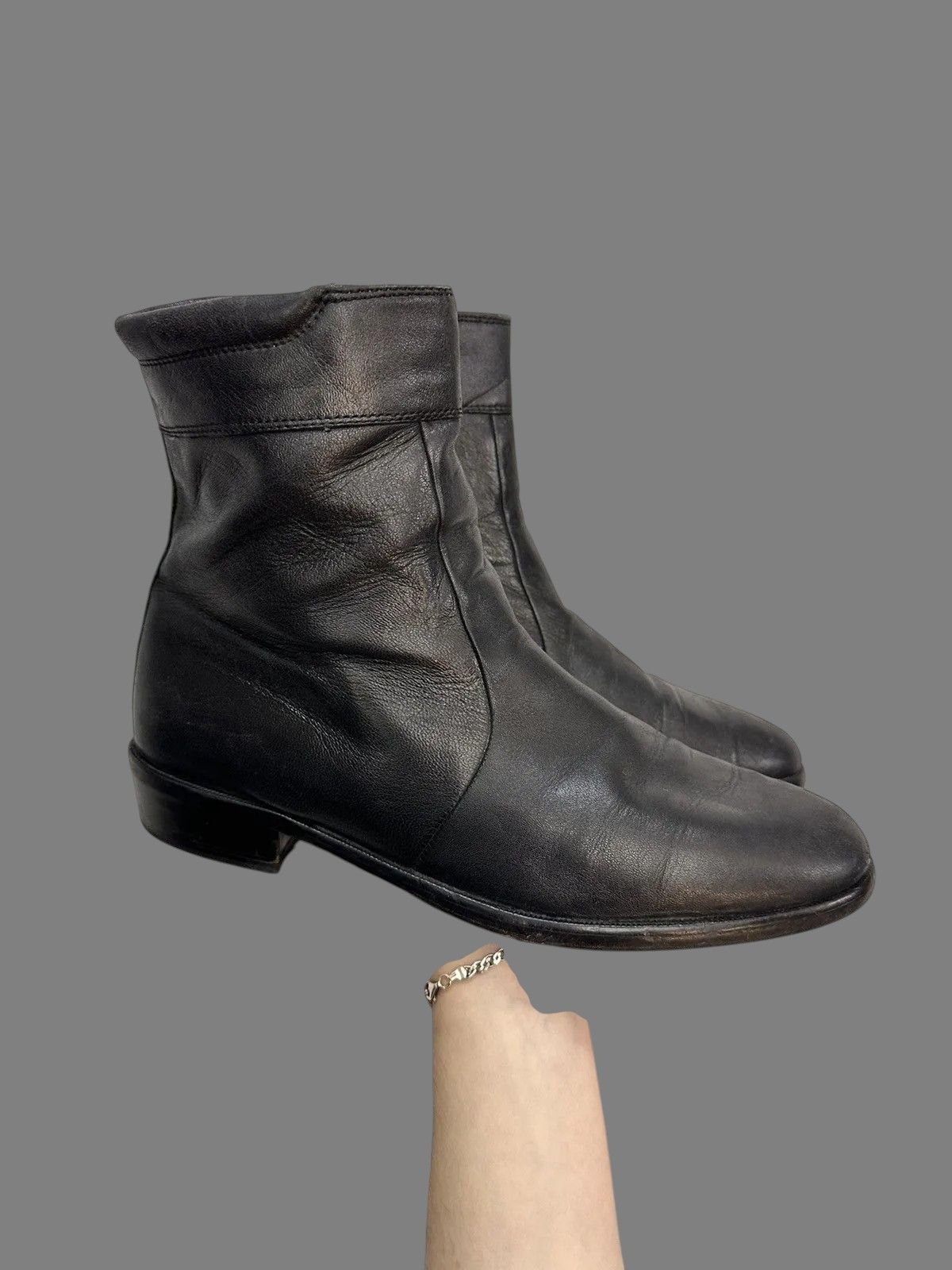 A.S.98 Black Leather Combat Boots Minimal Military Tech Style Size US 9 / IT 39 - 1 Thumbnail