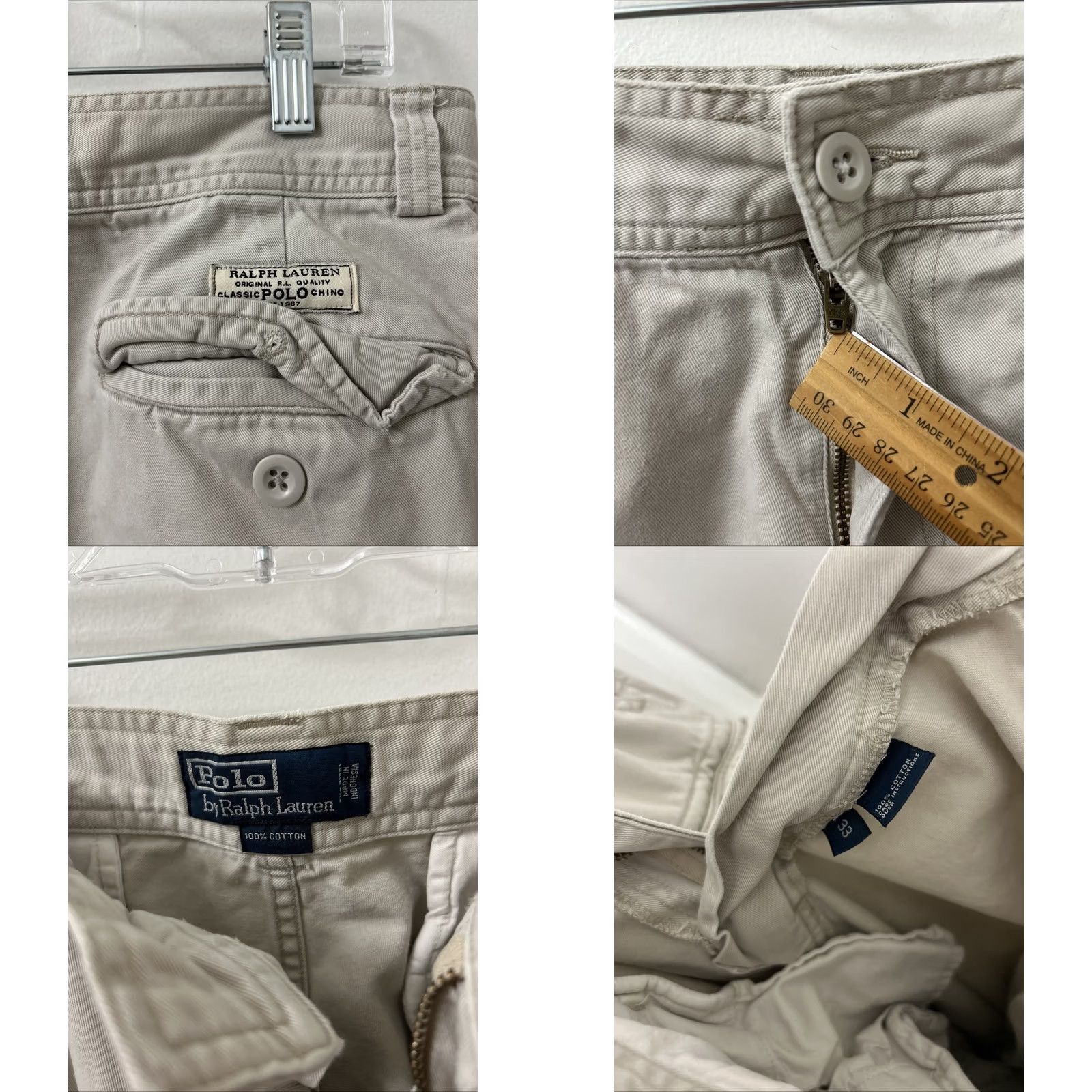 Polo Ralph Lauren Polo Ralph Lauren Cargo Shorts Mens 33 Beige Cargo Pocket Zipper Button Logo Classic Chino Casual Workwear Travel MSR Beige 33 Mens Size US XS / EU 42 / 0 - 8 Thumbnail