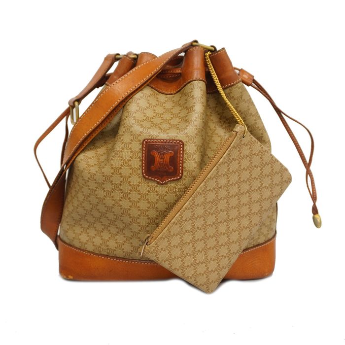 Celine [3ae5119]Auth Celine Shoulder Bag Macadam PVC Beige Gold metal Grailed