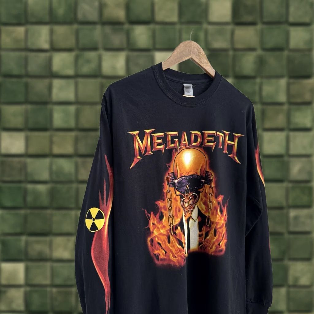 Vintage VINTAGE Megadeth Flame Long Sleeve Shirt Mens M Black 80s Rock Y2K Band Merch Logo Size US M / EU 48-50 / 2 - 1 Thumbnail