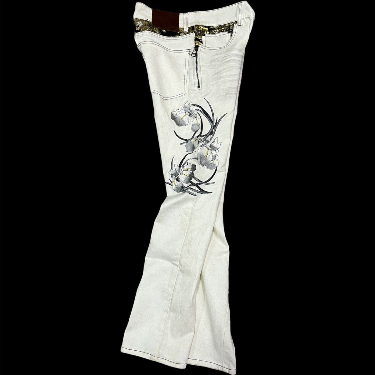 image of Sukajan Souvenir Jacket x Sukajan T Shirts Japanese Sukajan Pants in White, Men's (Size 30)