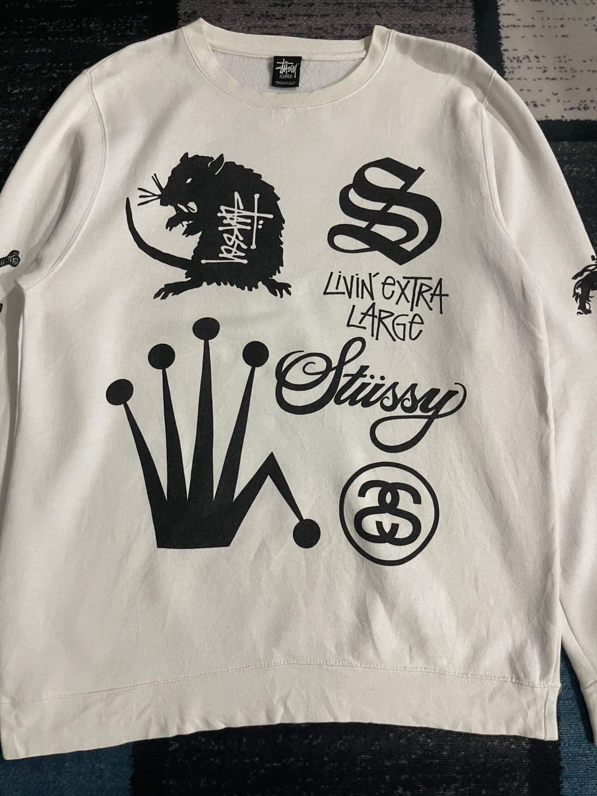Stussy Vintage Stussy Crown Collage Fullprint Sweatshirt Size US XL / EU 56 / 4 - 6 Thumbnail