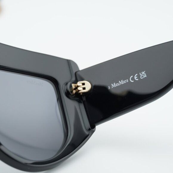 Max Mara Max Mara ORSOLA MM0083 01A Sunglasses Shiny Black Shield Size ONE SIZE - 7 Thumbnail