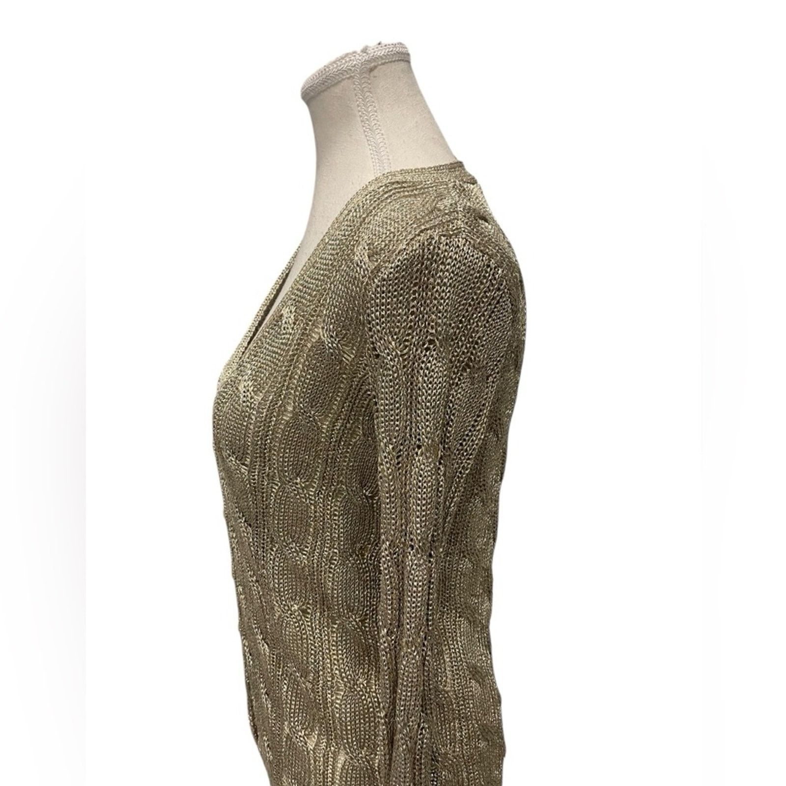 Ralph Lauren Ralph Lauren Black Label - Gold Metallic Knit Cardigan Sz S Size S / US 4 / IT 40 - 4 Thumbnail
