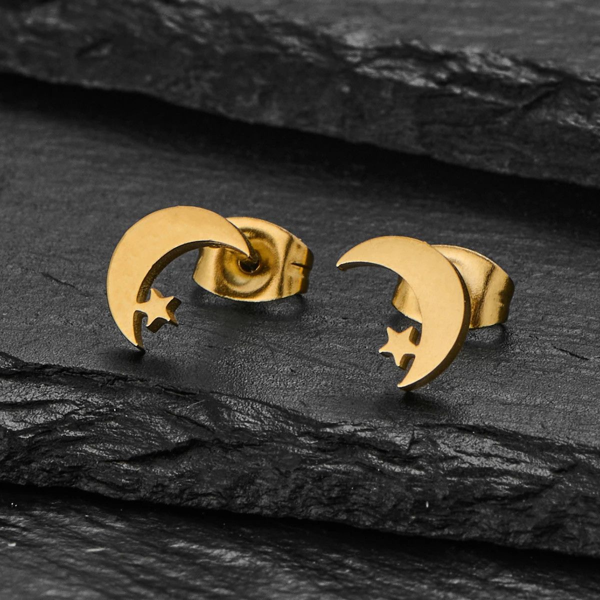 Jewelry Moon Star Mini Stud Earrings Charm Earring Gift Size ONE SIZE - 1 Thumbnail