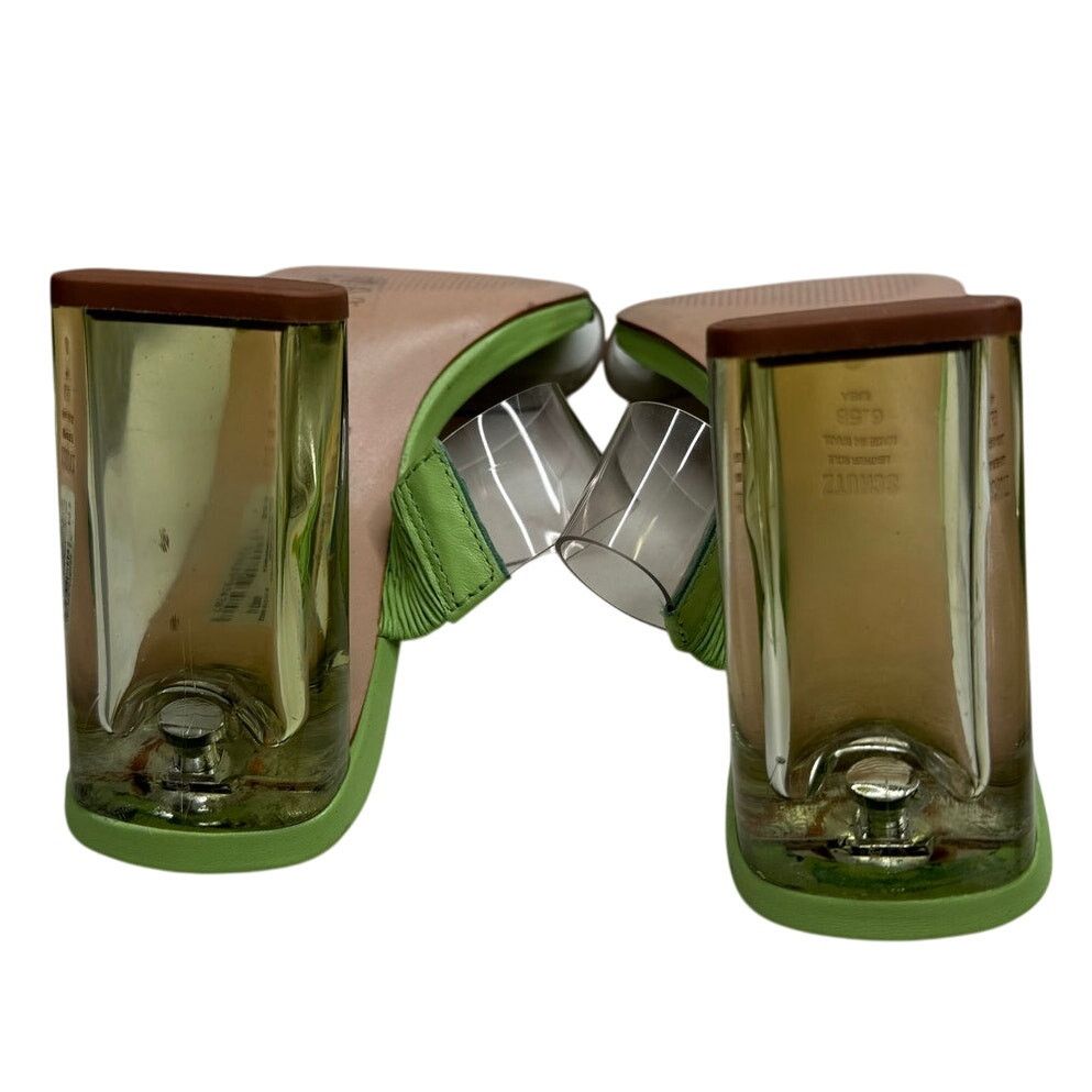 SCHUTZ NEW Schutz Ariella Leather & Acrylic Heel Sandal Neon Green Size US 6.5 / IT 36.5 - 8 Thumbnail