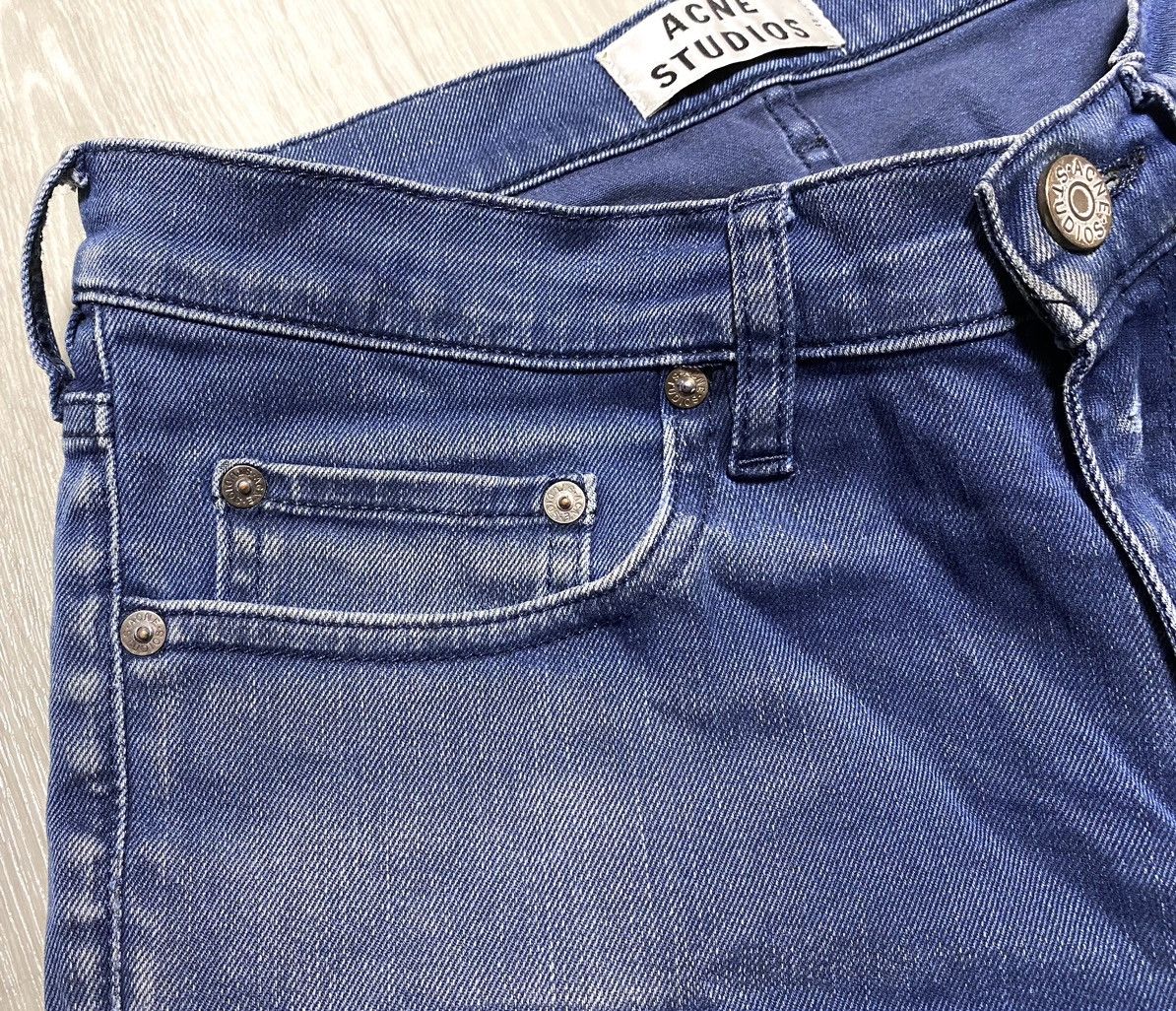 Acne Studios Acne Studios Vega Deep Petrol Washed Blue Stretch Jean Denim Size US 30 / EU 46 - 10 Thumbnail