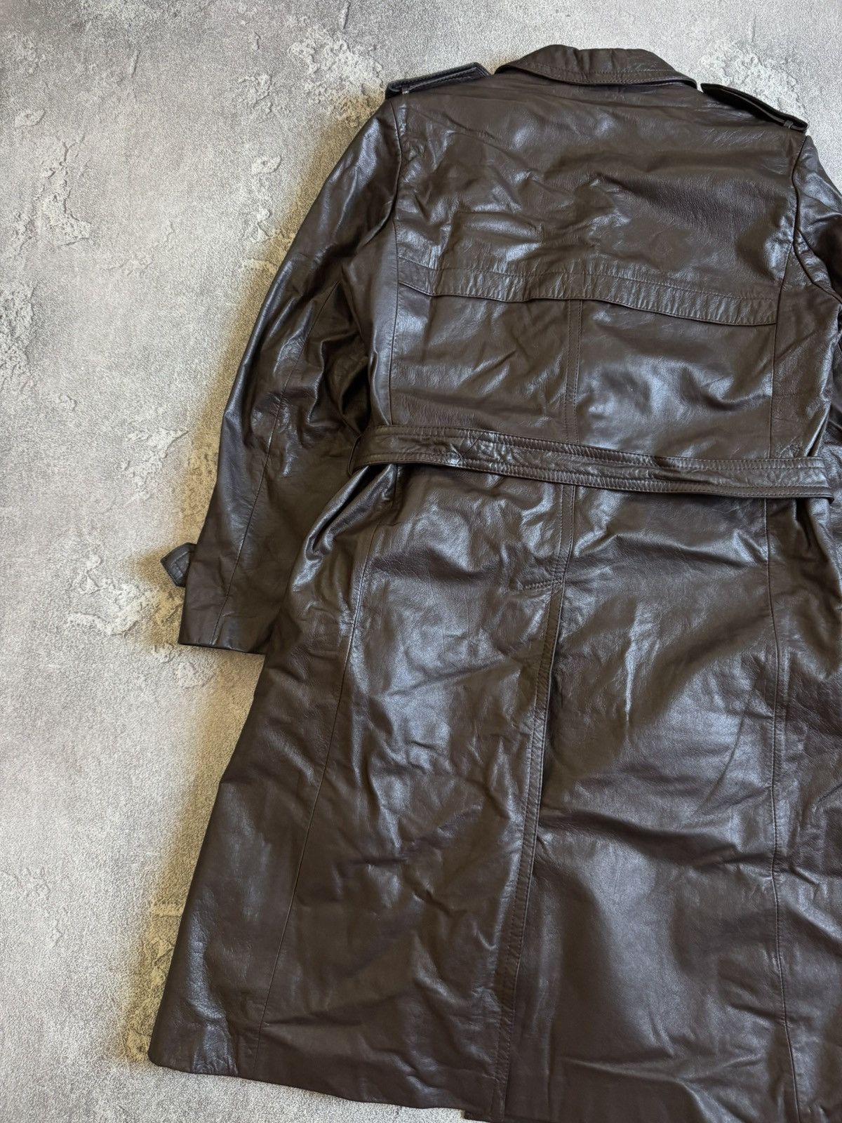 Genuine Leather Retro 52size vintage leather brown coat jacket + lining 90s Size US L / EU 52-54 / 3 - 16 Thumbnail