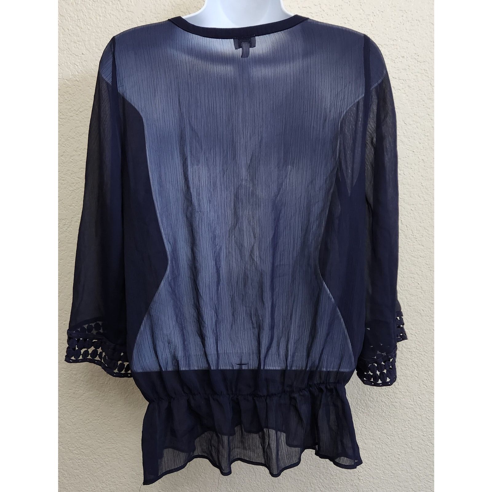 Other Charming Charlie Blue Sheer Crochet Detail Bodice Top Medium Size M / US 6-8 / IT 42-44 - 4 Thumbnail
