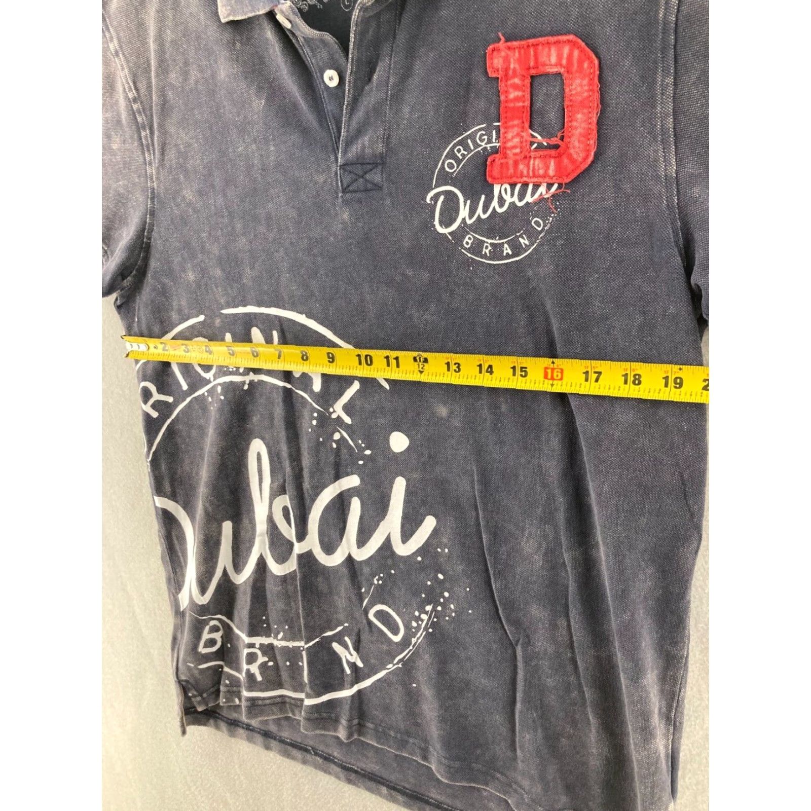 Vintage Robin Ruth Shirt Mens Large Dubai Print Polo 90s Blue Size US L / EU 52-54 / 3 - 2 Thumbnail
