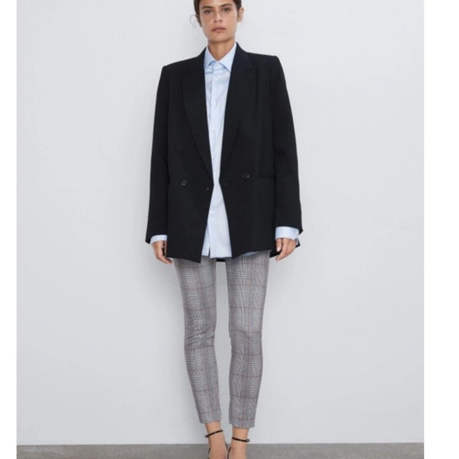 Zara Zara Checkered Mid Rise Leggings Size 27" / US 4 / IT 40 - 1 Thumbnail