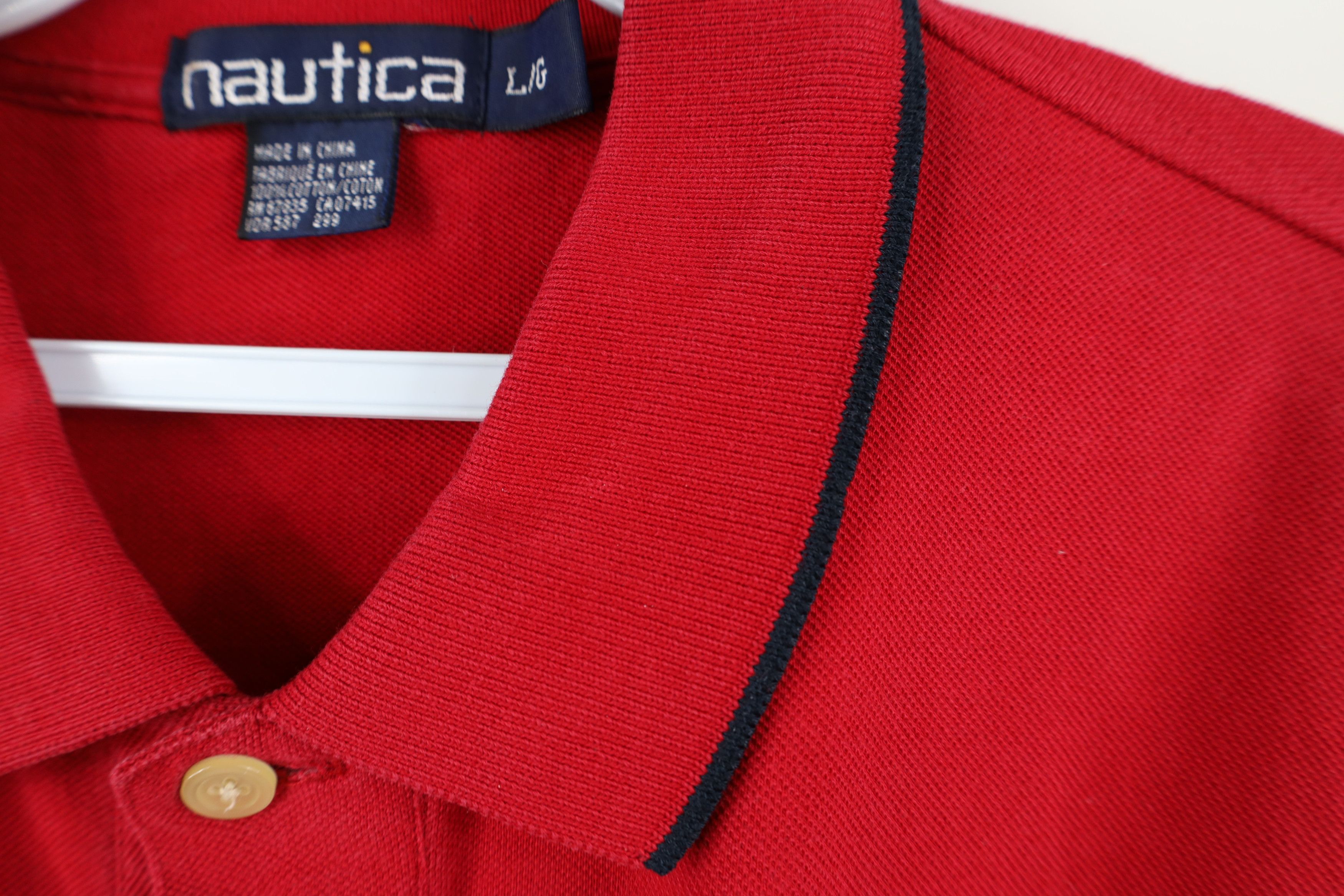 Nautica Vintage 90s Nautica Knit Collared Golf Polo Shirt Red Size US L / EU 52-54 / 3 - 5 Thumbnail