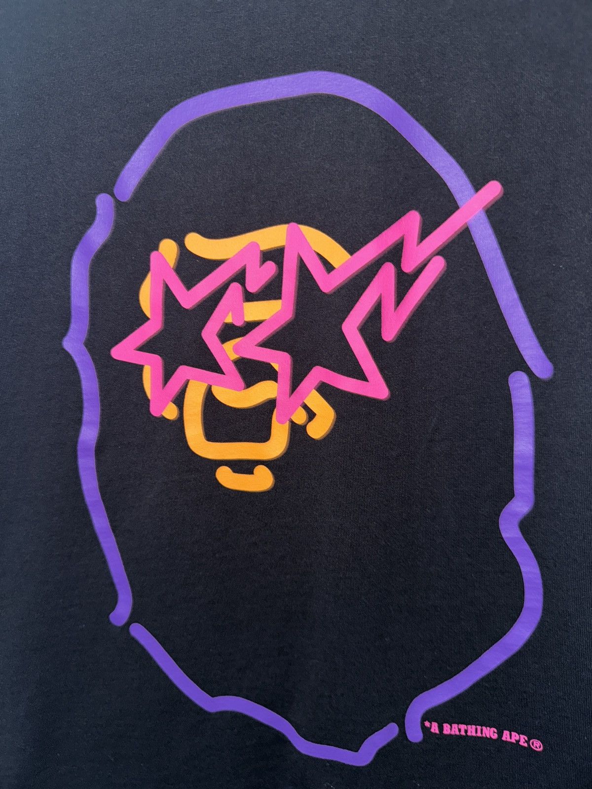Bape Retro colorful Bape head logo on black tee Size XS / US 0-2 / IT 36-38 - 2 Thumbnail