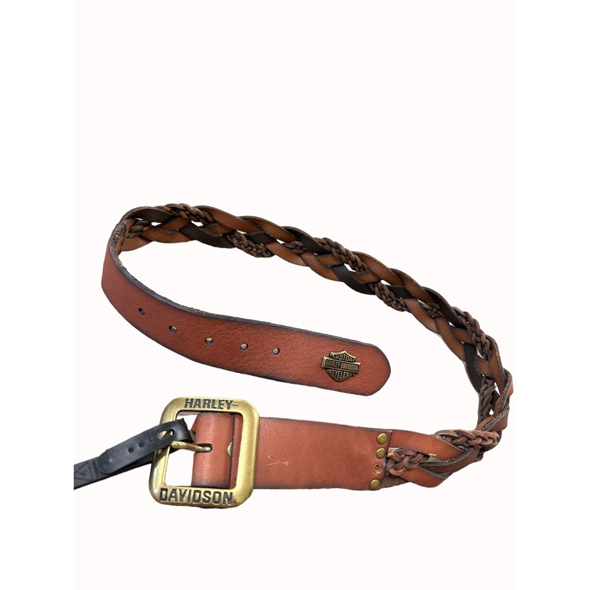 Harley Davidson Authentic brown braided leather belt SKU 637 display picture 1