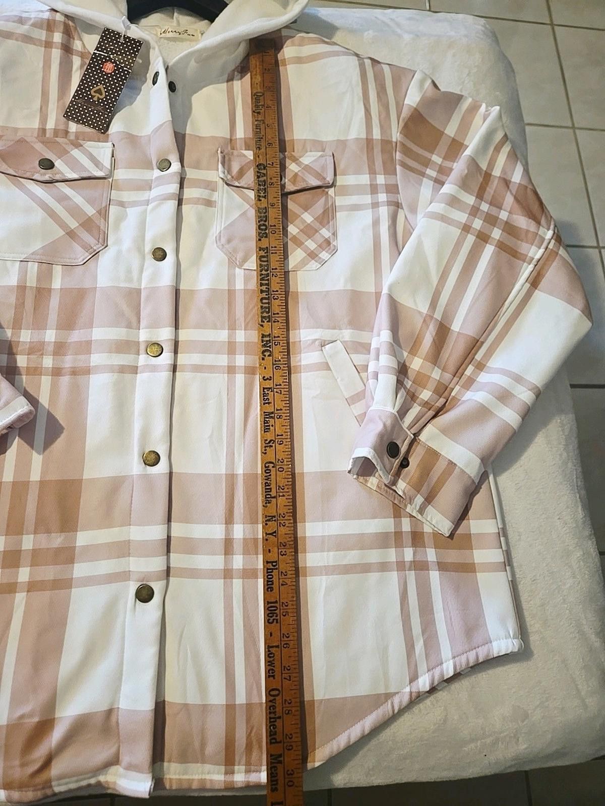 Other MerryFun Women's 2XL Hooded Plaid Shirt Jacket Sherpa NWT Size XXL / US 16-18 / IT 52-54 - 8 Thumbnail