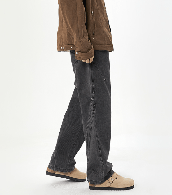 Japanese Brand Retro trend washed straight striped patchwork jeans Size US 32 / EU 48 - 3 Thumbnail