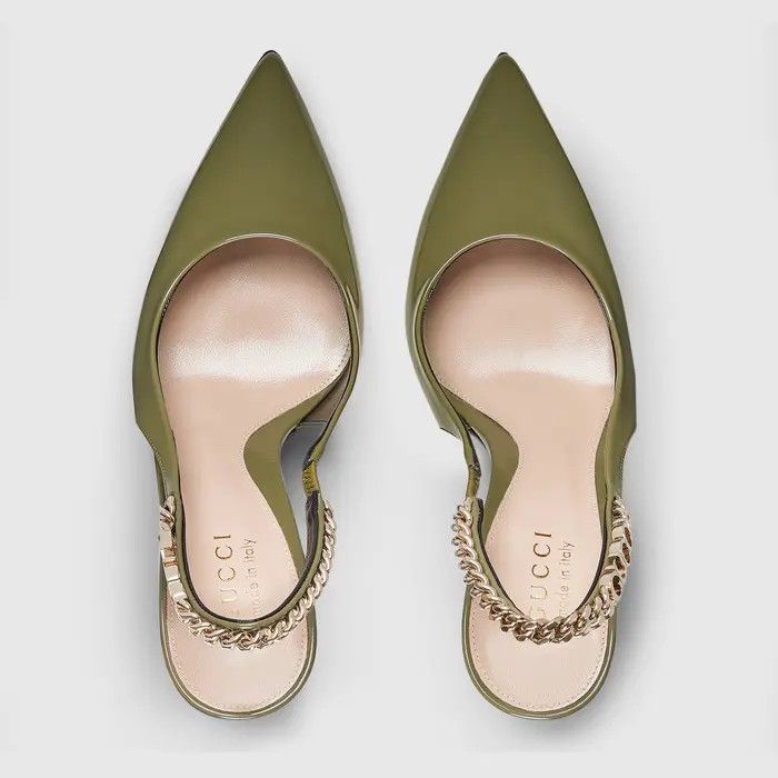 Gucci oc11z0126 Signoria Slingback Pumps in Dark Green Size US 5 / IT 35 - 4 Thumbnail