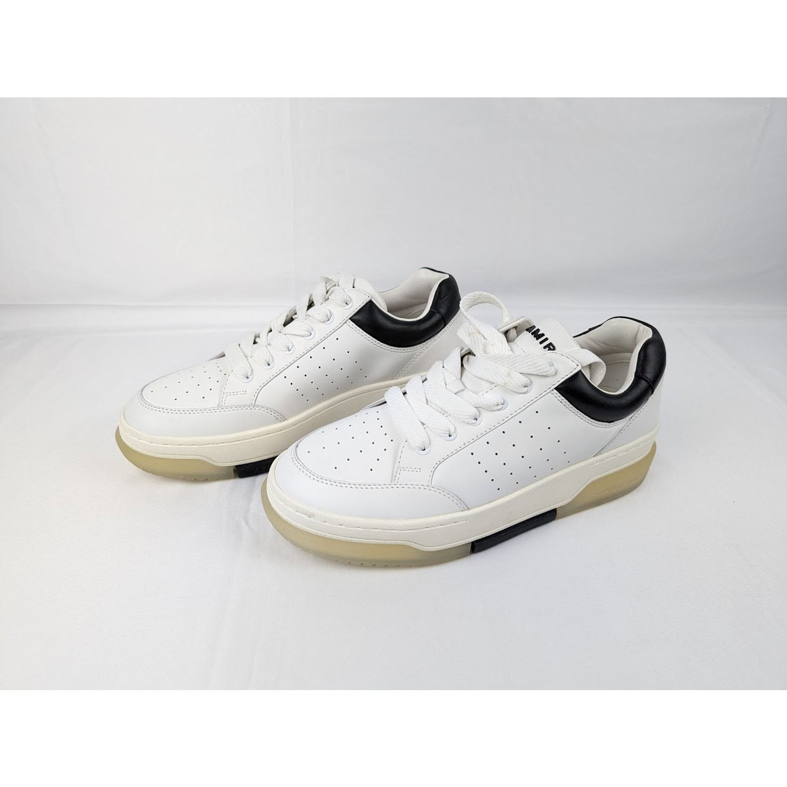 Amiri o1rshd1 Stadium Low Top Sneakers in White/Black Size US 12 / EU 45 - 13 Thumbnail