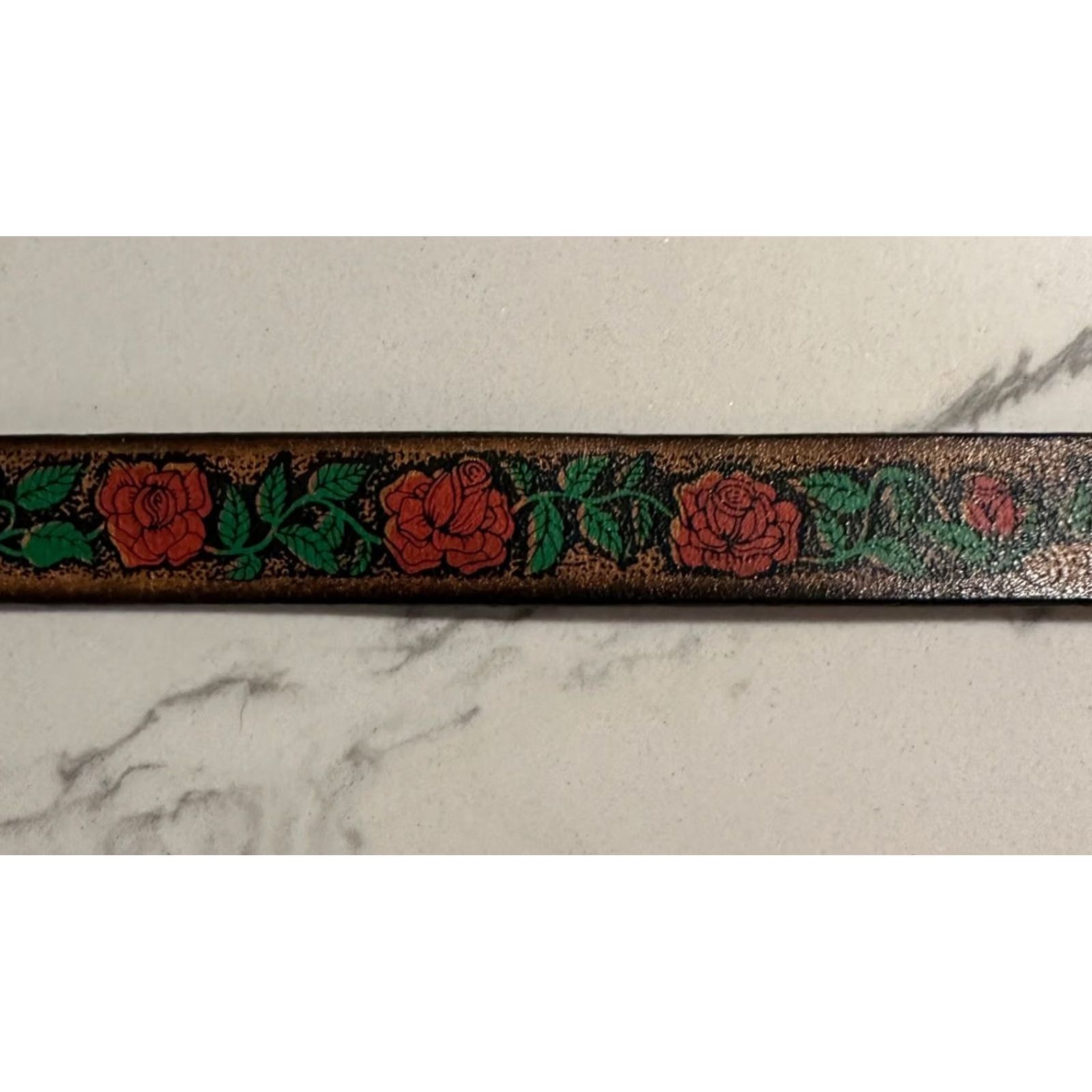 Vintage VINTAGE Zubrick Women Leather Belt 26 Brown Roses Flowers 1972 Belt Womens Leather Roses Theme 1972 Size ONE SIZE - 5 Thumbnail