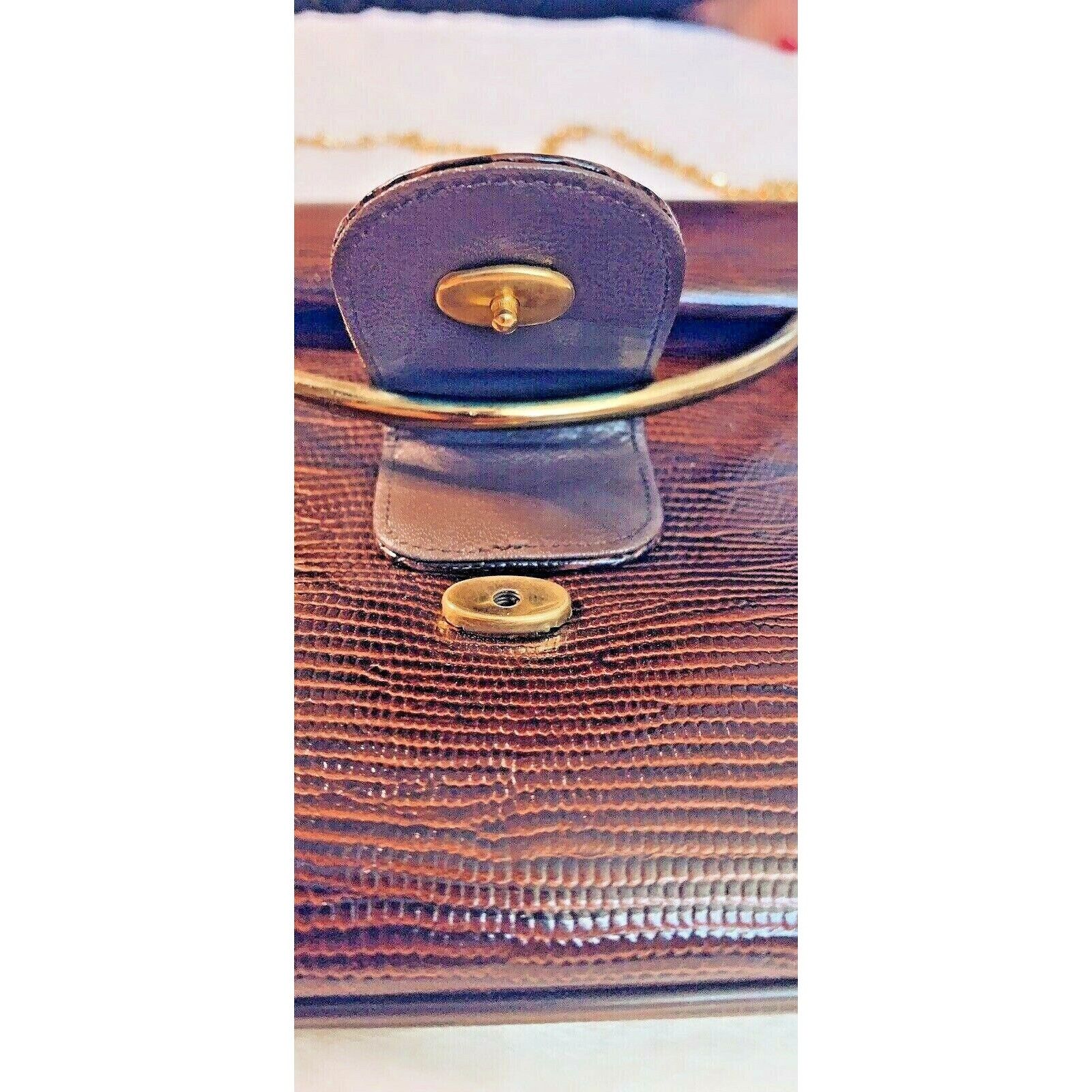 Other Brown Clutch -Shoulder Bag leather -golden strap unique clip Size ONE SIZE - 2 Thumbnail