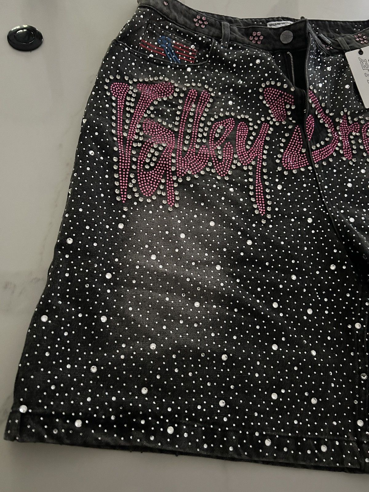 Vale Vale Iced out/Rainbow Denim Shorts Size US 34 / EU 50 - 2 Thumbnail
