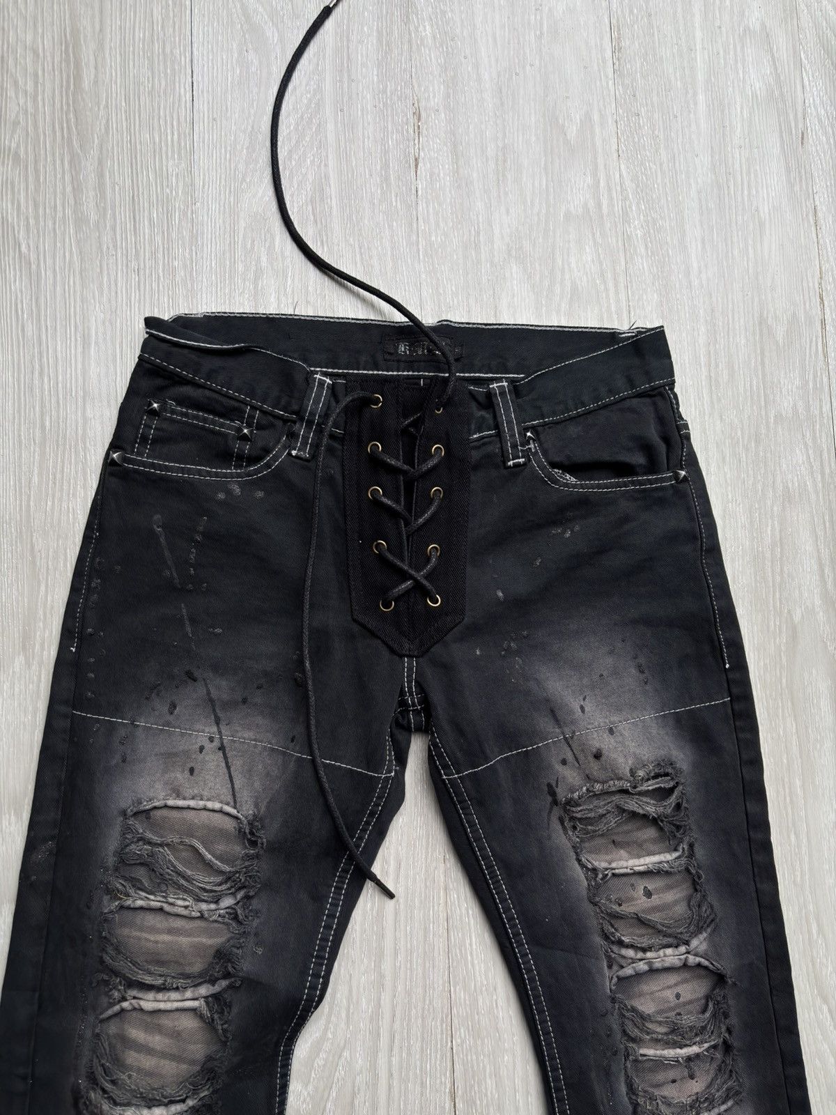 Japanese Brand KUI distressed mudwash flare jeans Size US 28 / EU 44 - 2 Thumbnail