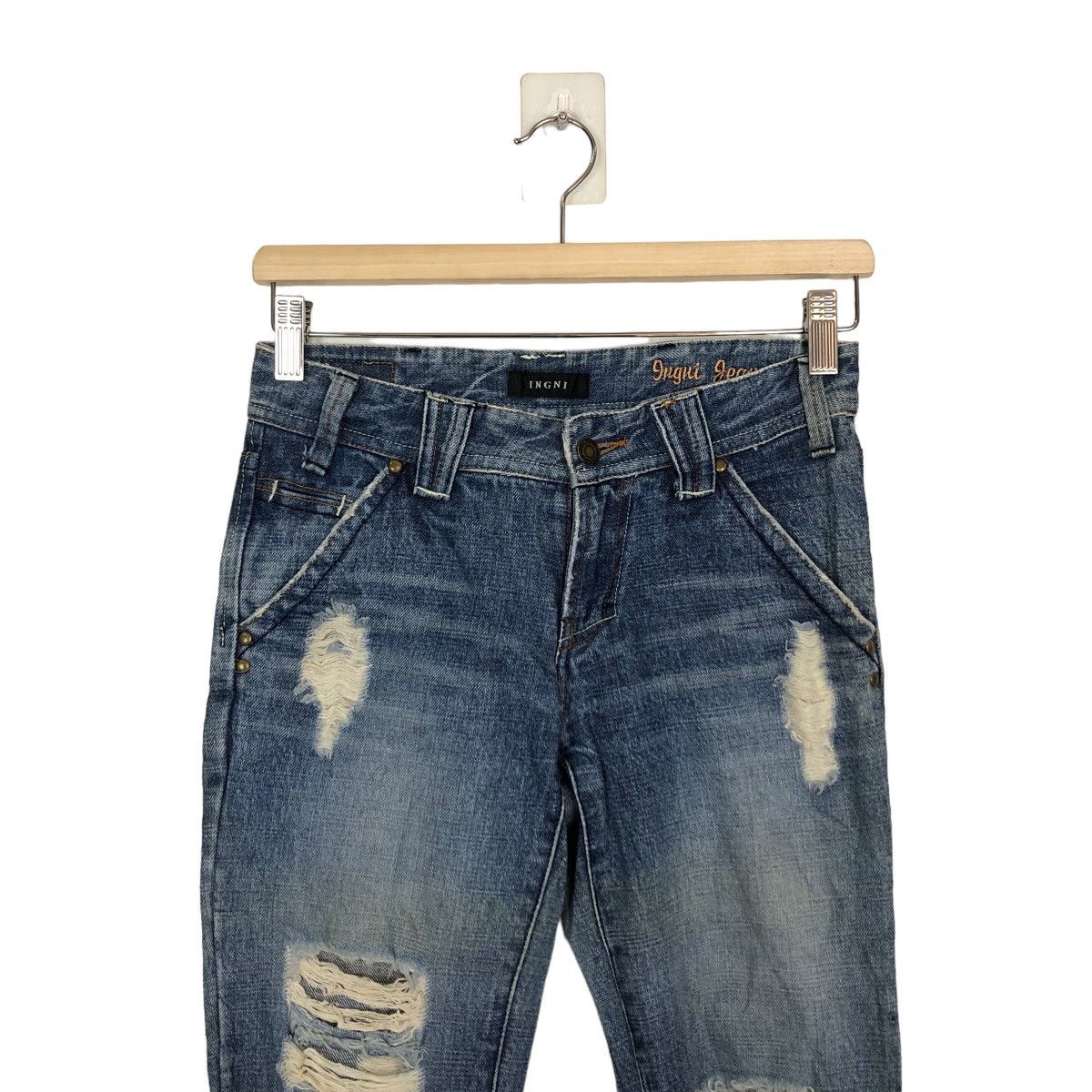 Japanese Brand 🔥RARE BOWCUT DISTRESSED DENIM JEANS INGNI JAPAN Size US 26 / EU 42 - 2 Thumbnail