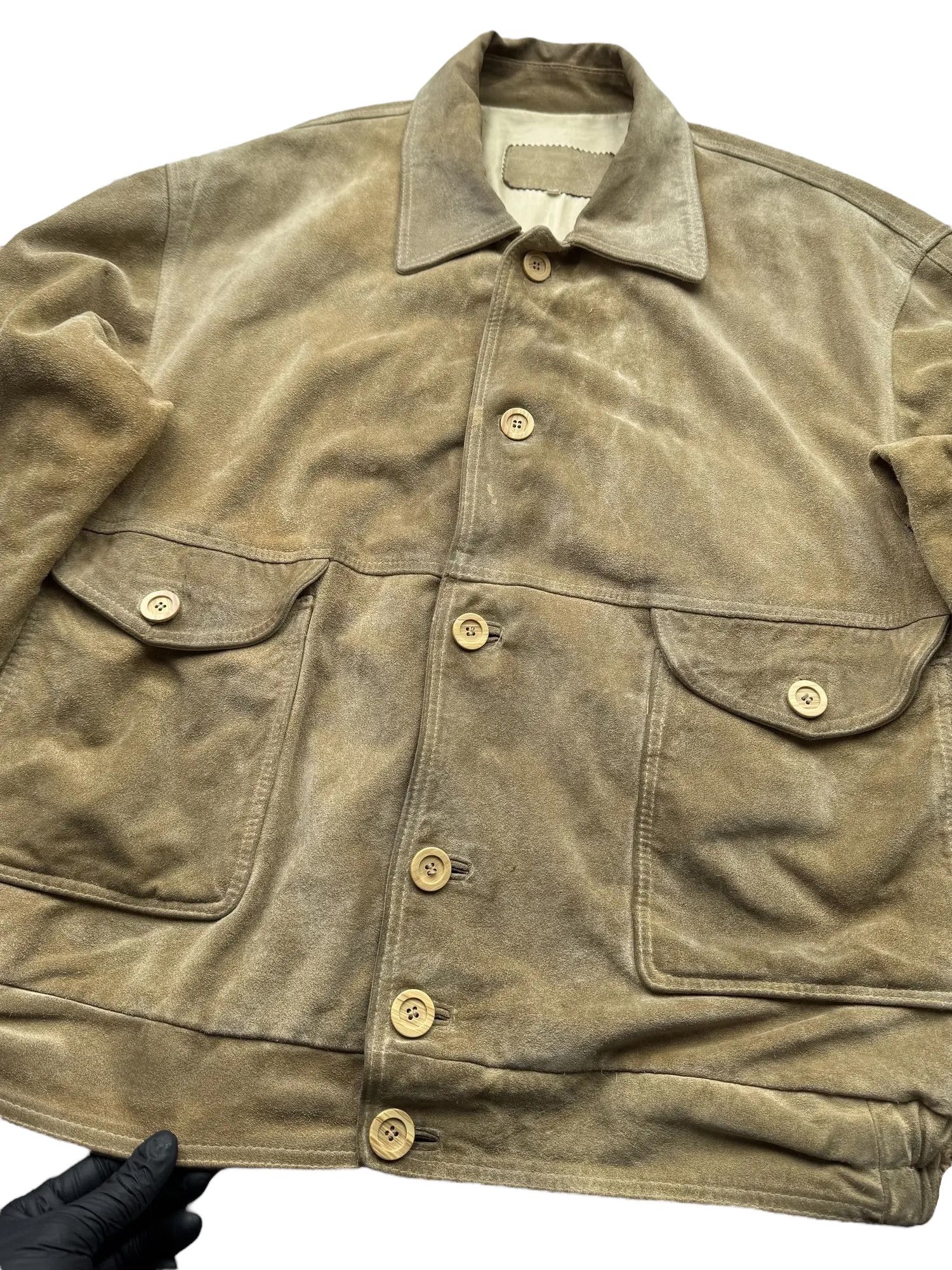 Vintage Washed Time Suede Bomber Jacket From The 80s(V387) Size US XL / EU 56 / 4 - 2 Thumbnail