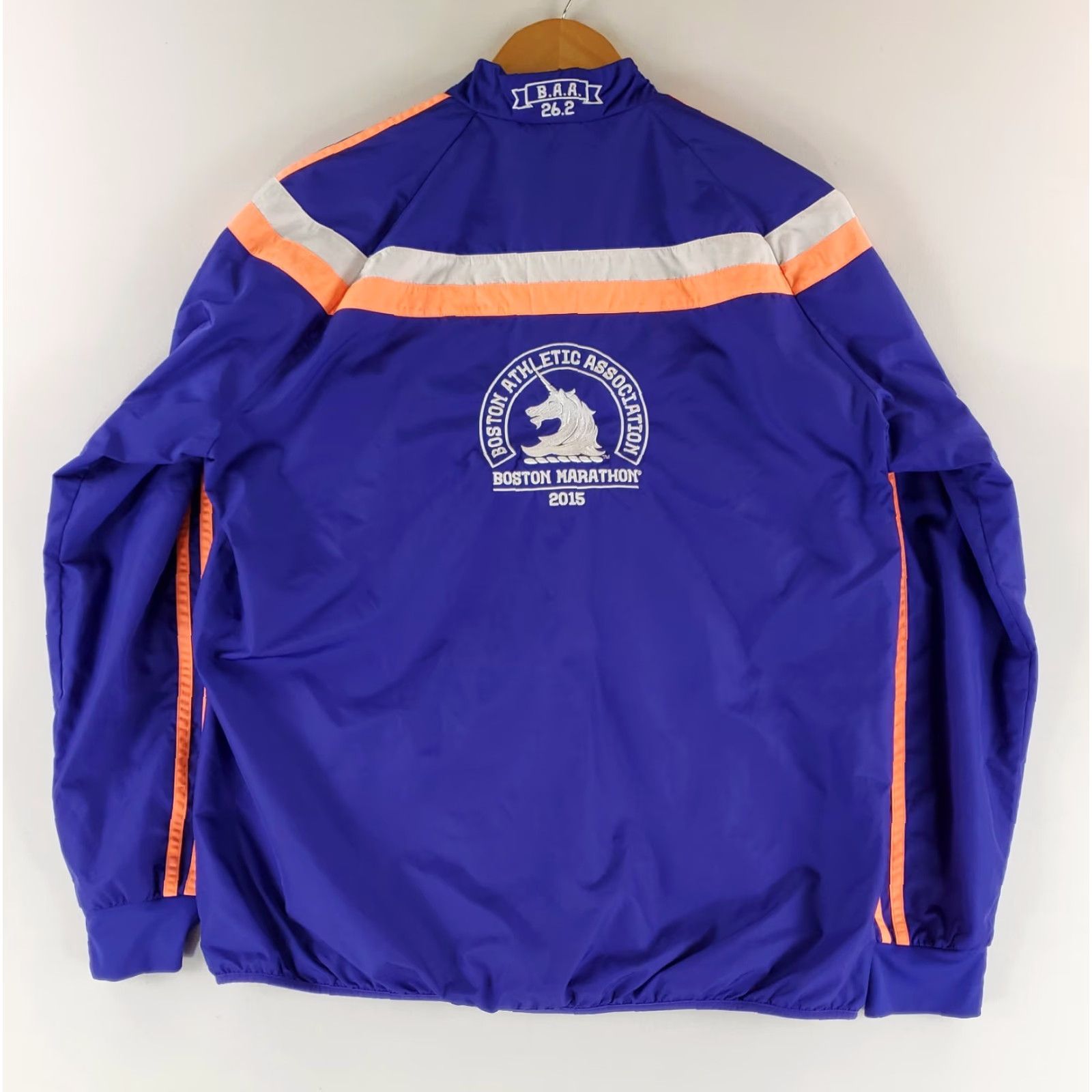 Adidas Adidas Jacket Windbreaker Full Zip Boston Marathon 2015 Blue Pink Striped Mens XL Size US XL / EU 56 / 4 - 7 Thumbnail