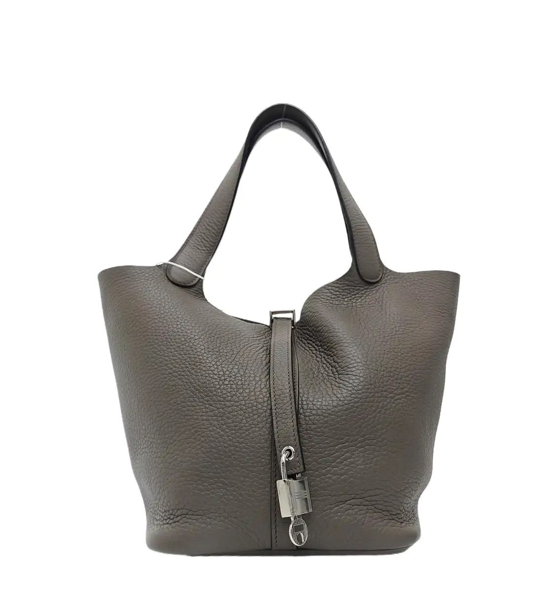 Hermes Hermes Picotin Lock 22 Etoupe Clemence cowhide leather picotin handbag silver ha Size ONE SIZE - 1 Thumbnail