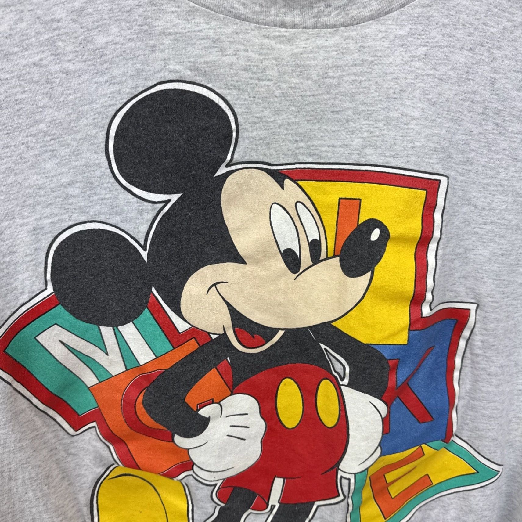 Disney VINTAGE Walt Disney T Shirt Mickey Mouse Gray Blocks Men's XL Big Print Size US XL / EU 56 / 4 - 7 Thumbnail