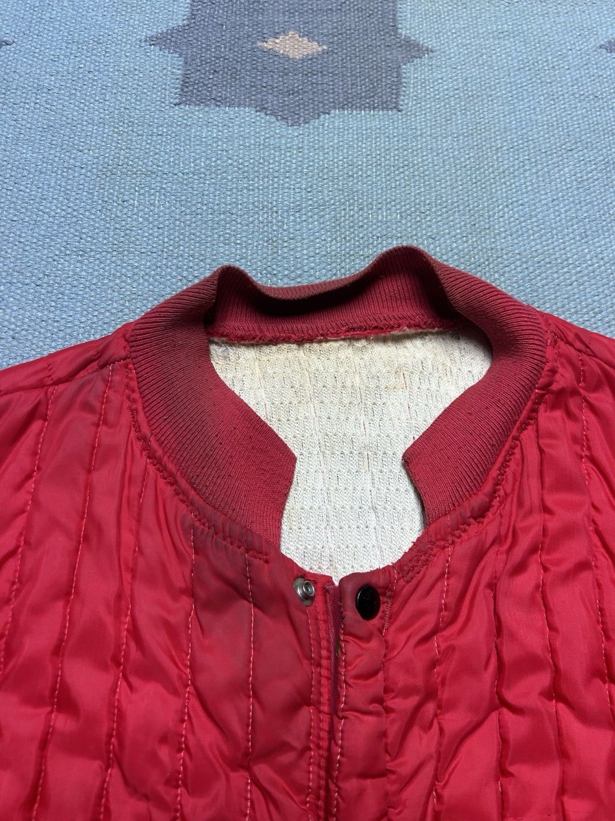 Vintage Vtg 60s quilted bomber jacket waffle knit thermal zip large Size US L / EU 52-54 / 3 - 7 Thumbnail